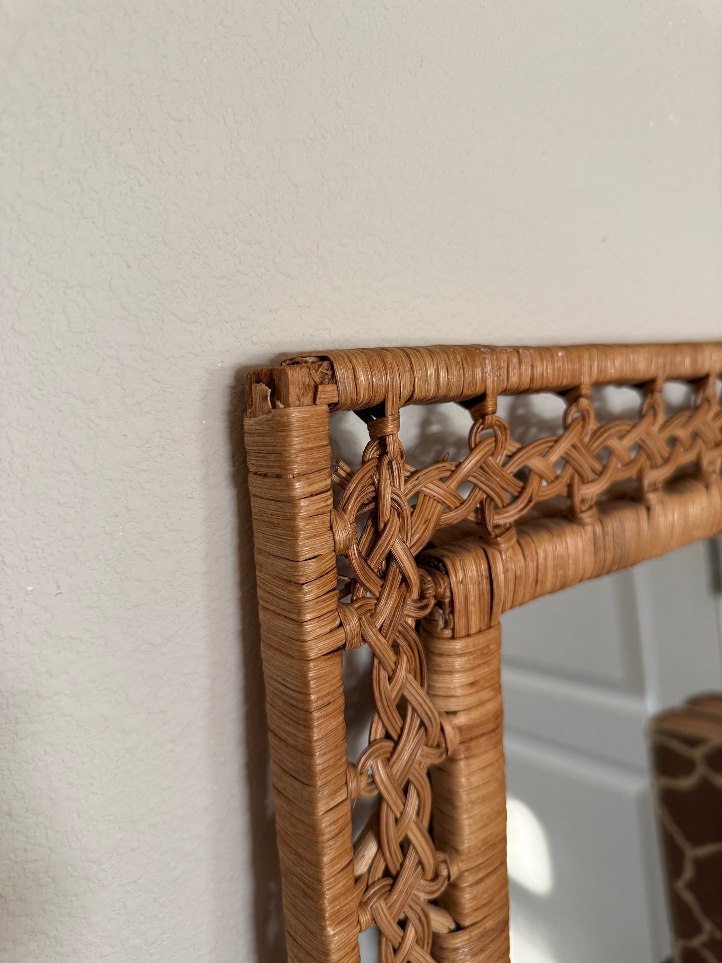 Vintage raffia mirror