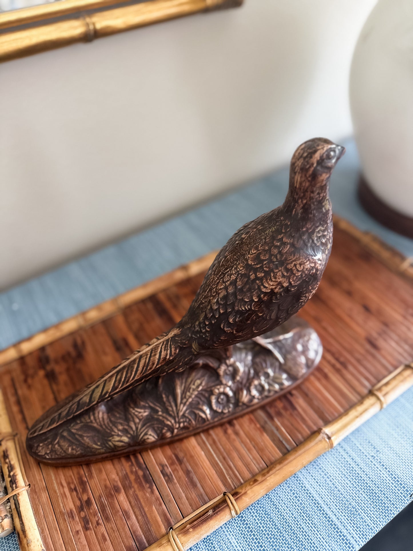Vintage pheasant pottery pair