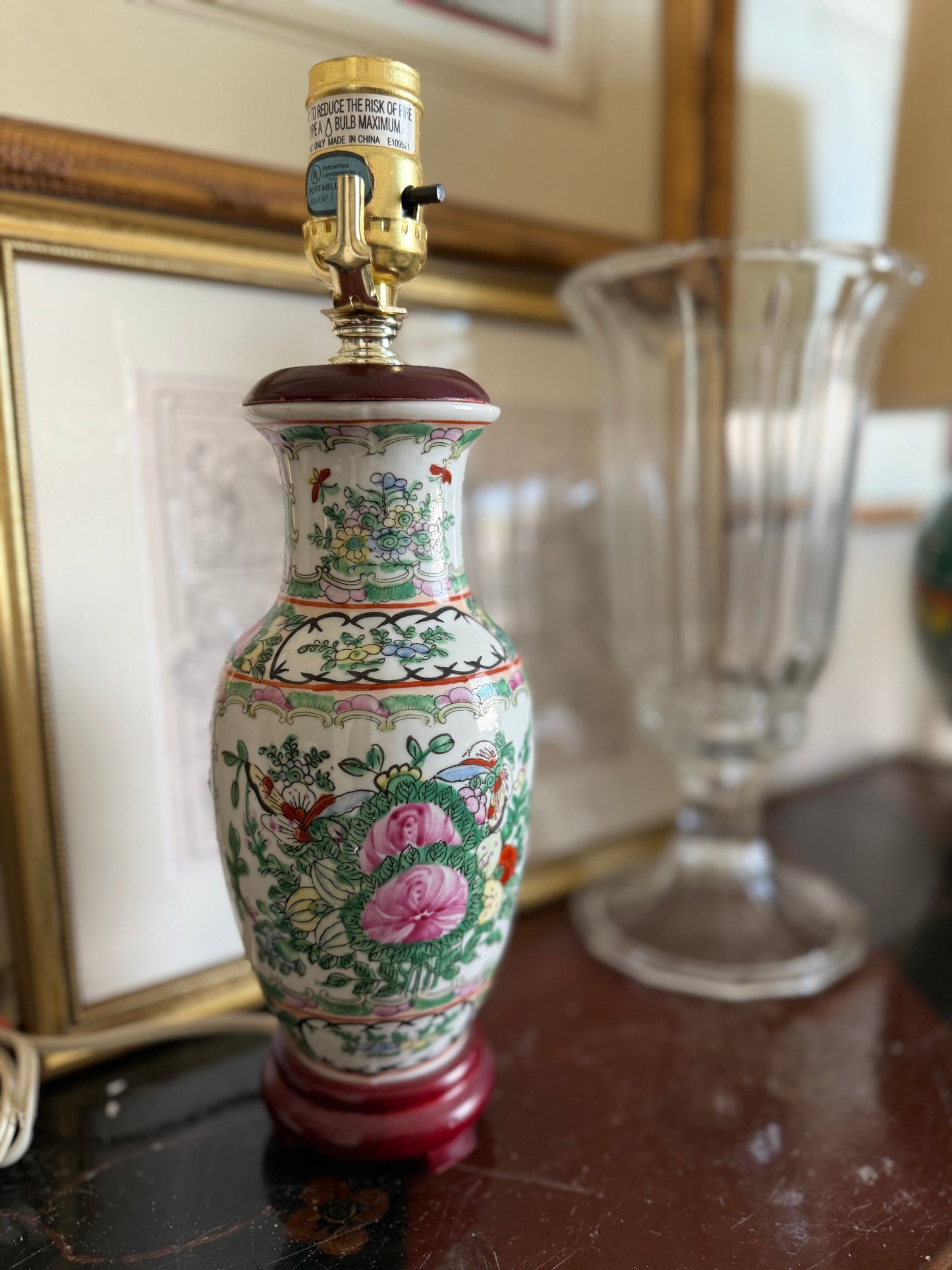 Vintage Rose Canton lamp