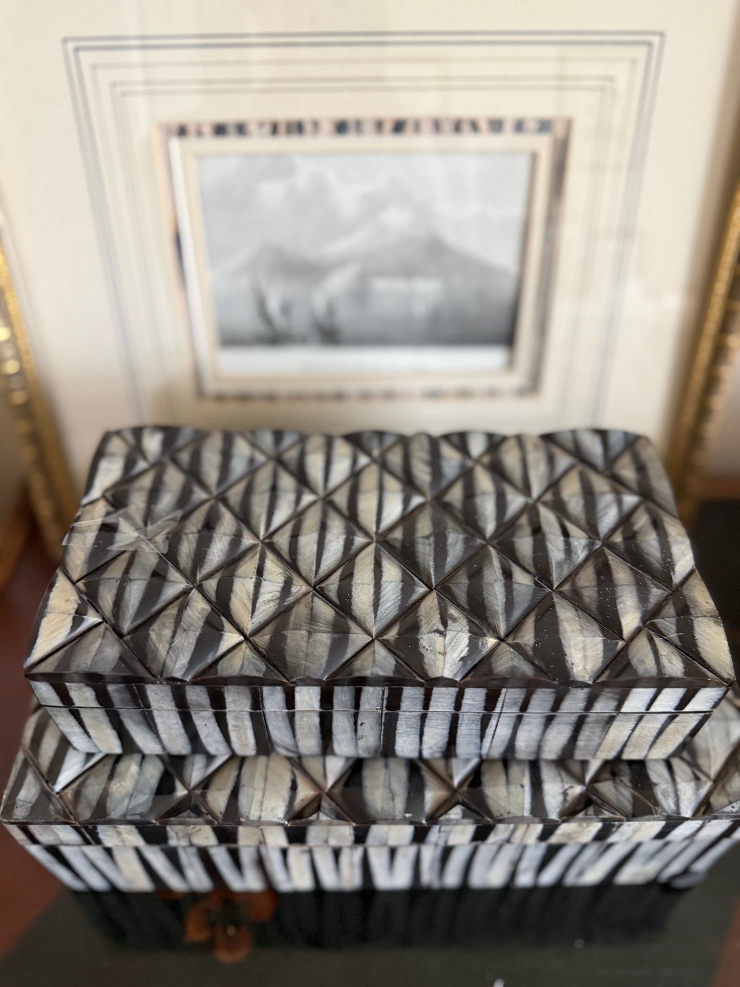 Pair of bone inlay boxes