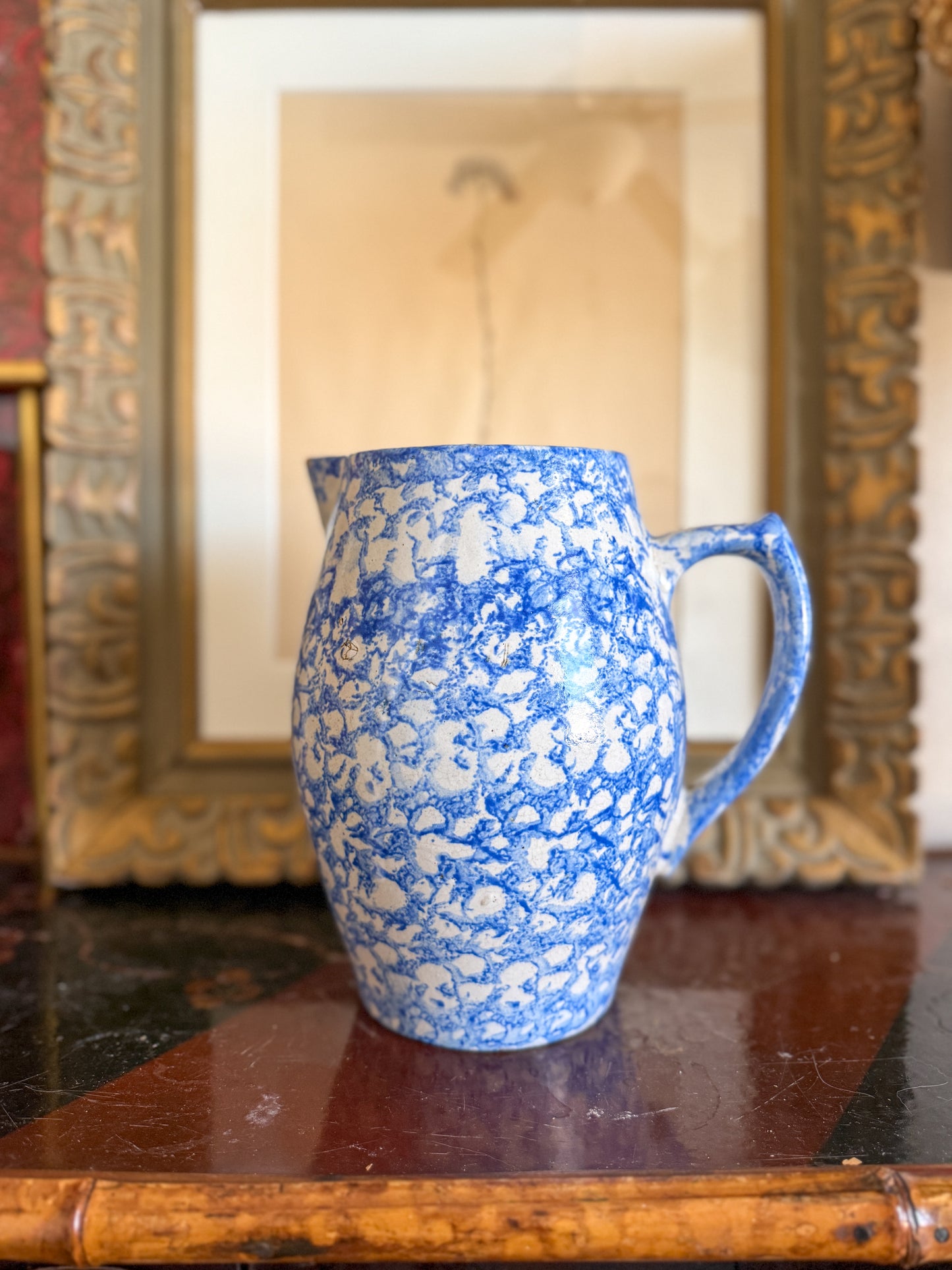 Antique spongeware pitcher