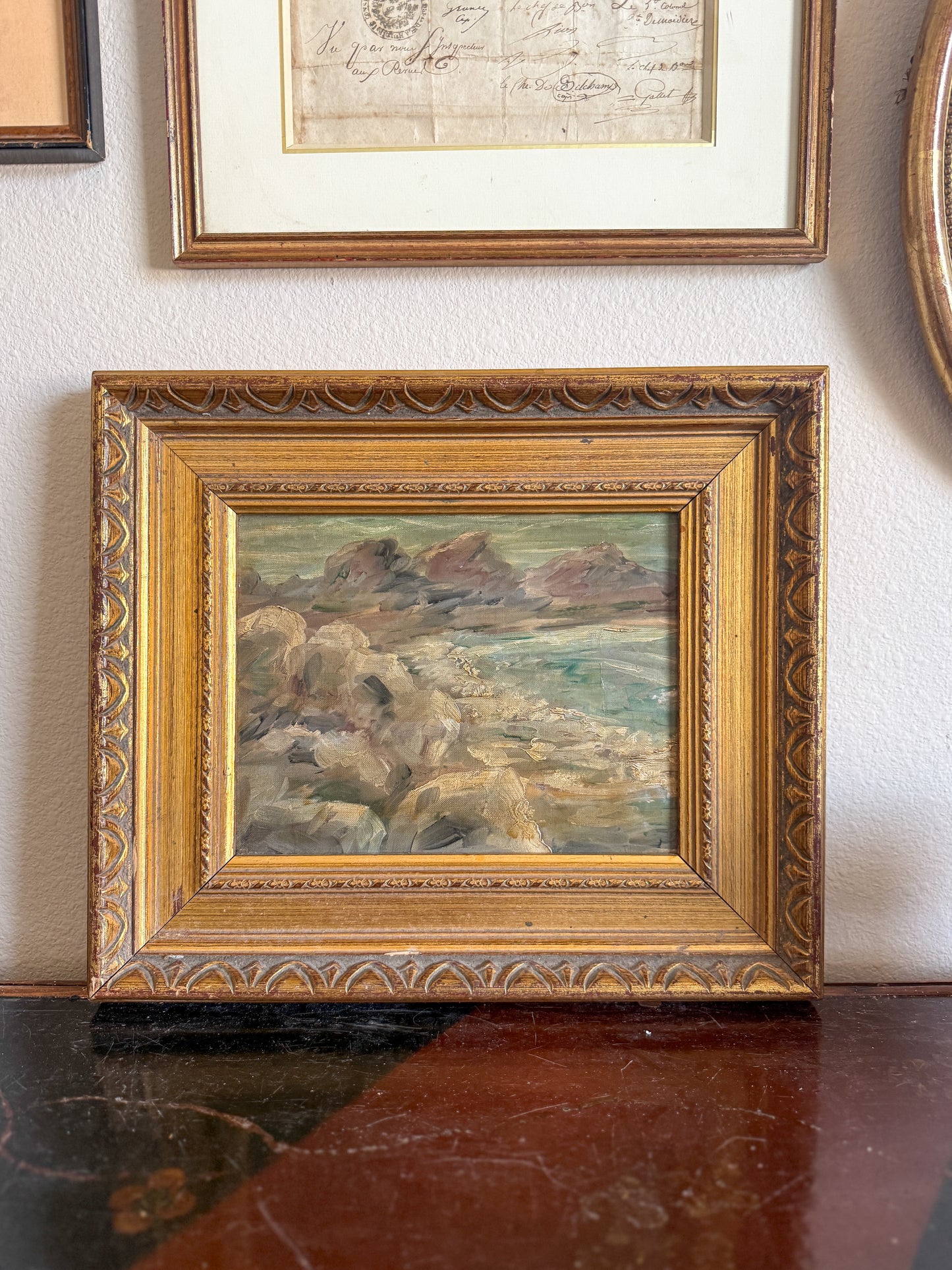 Antique French coastline painting