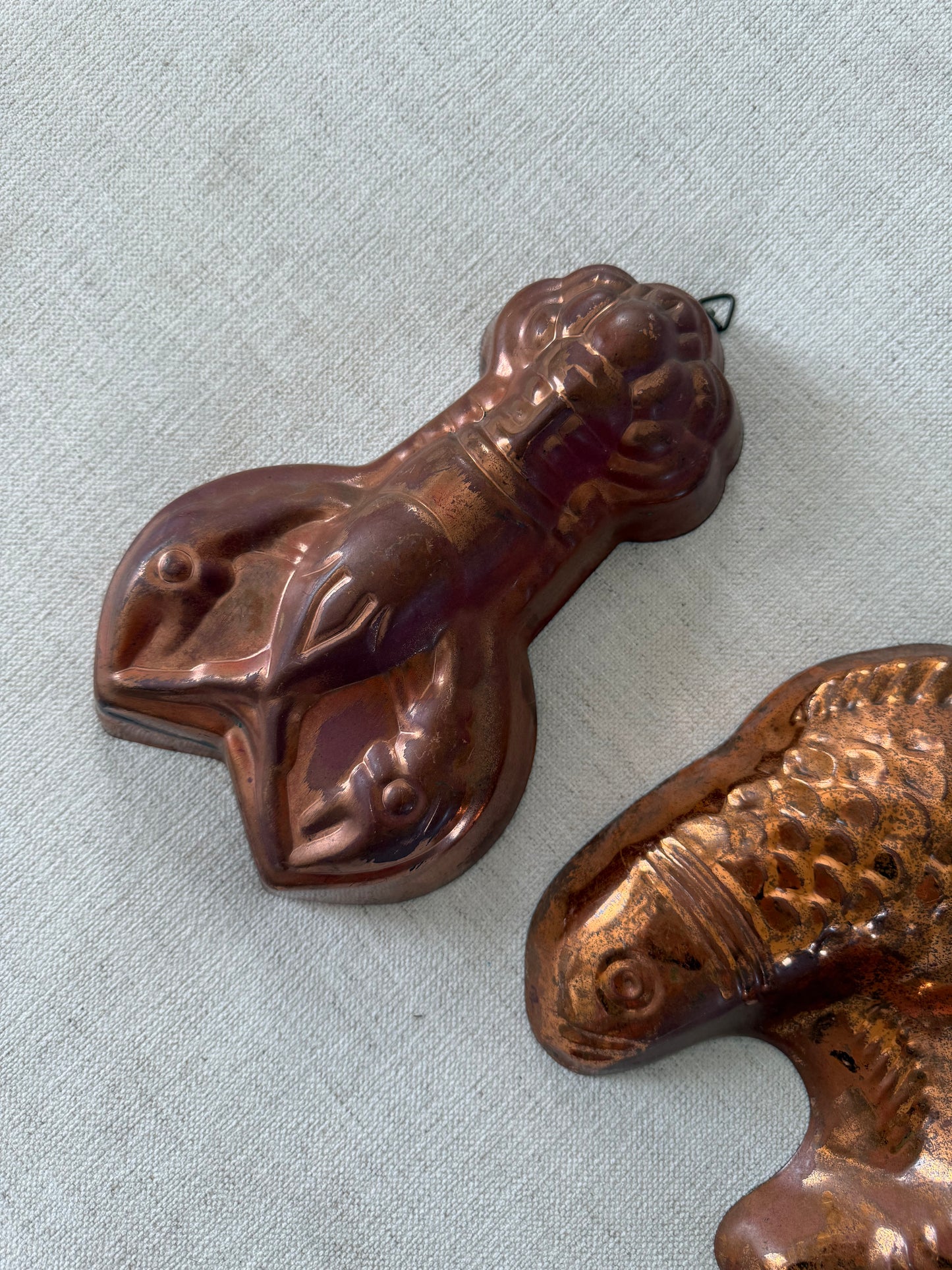 Pair of vintage copper molds