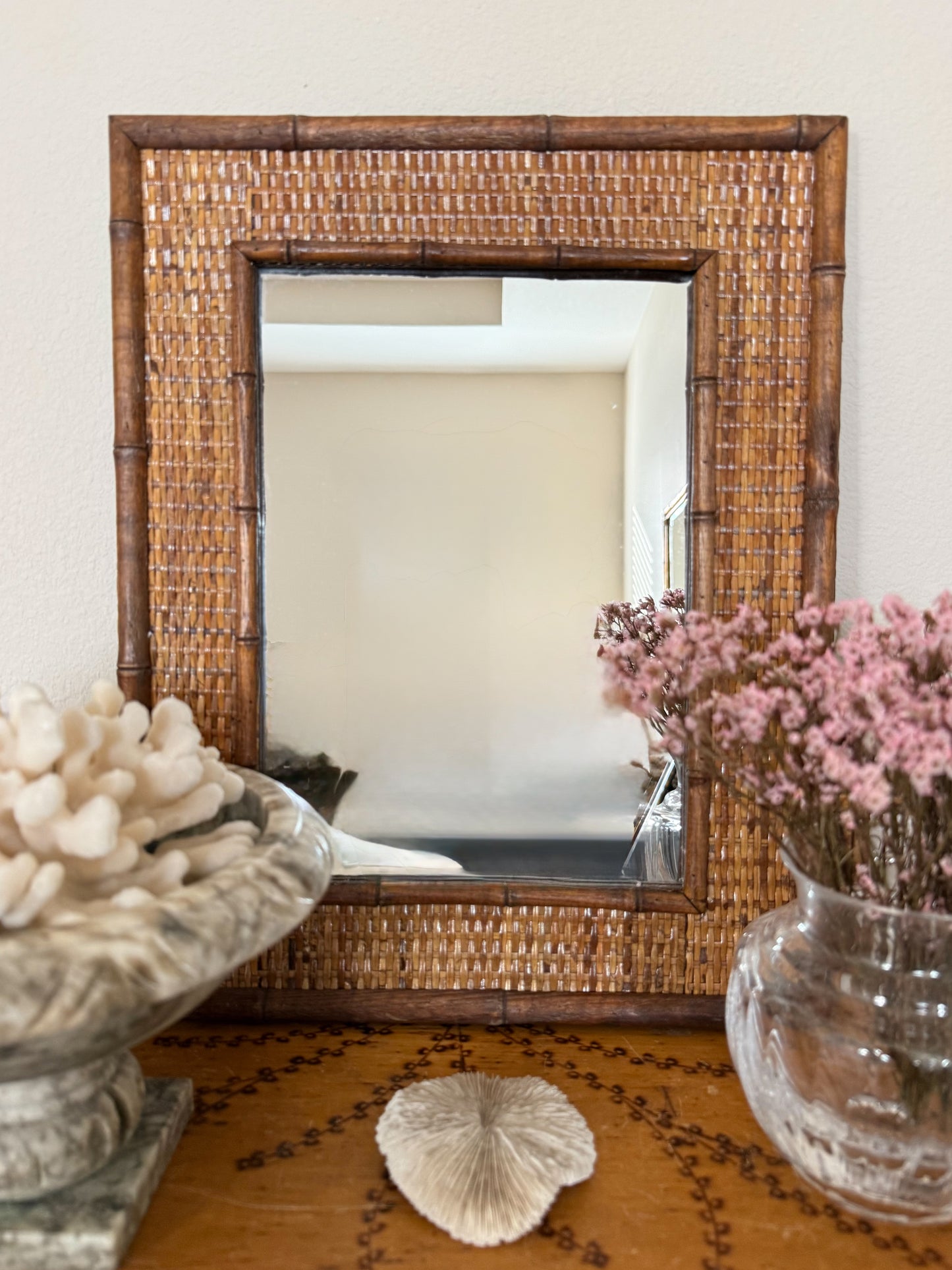 Vintage bamboo mirror