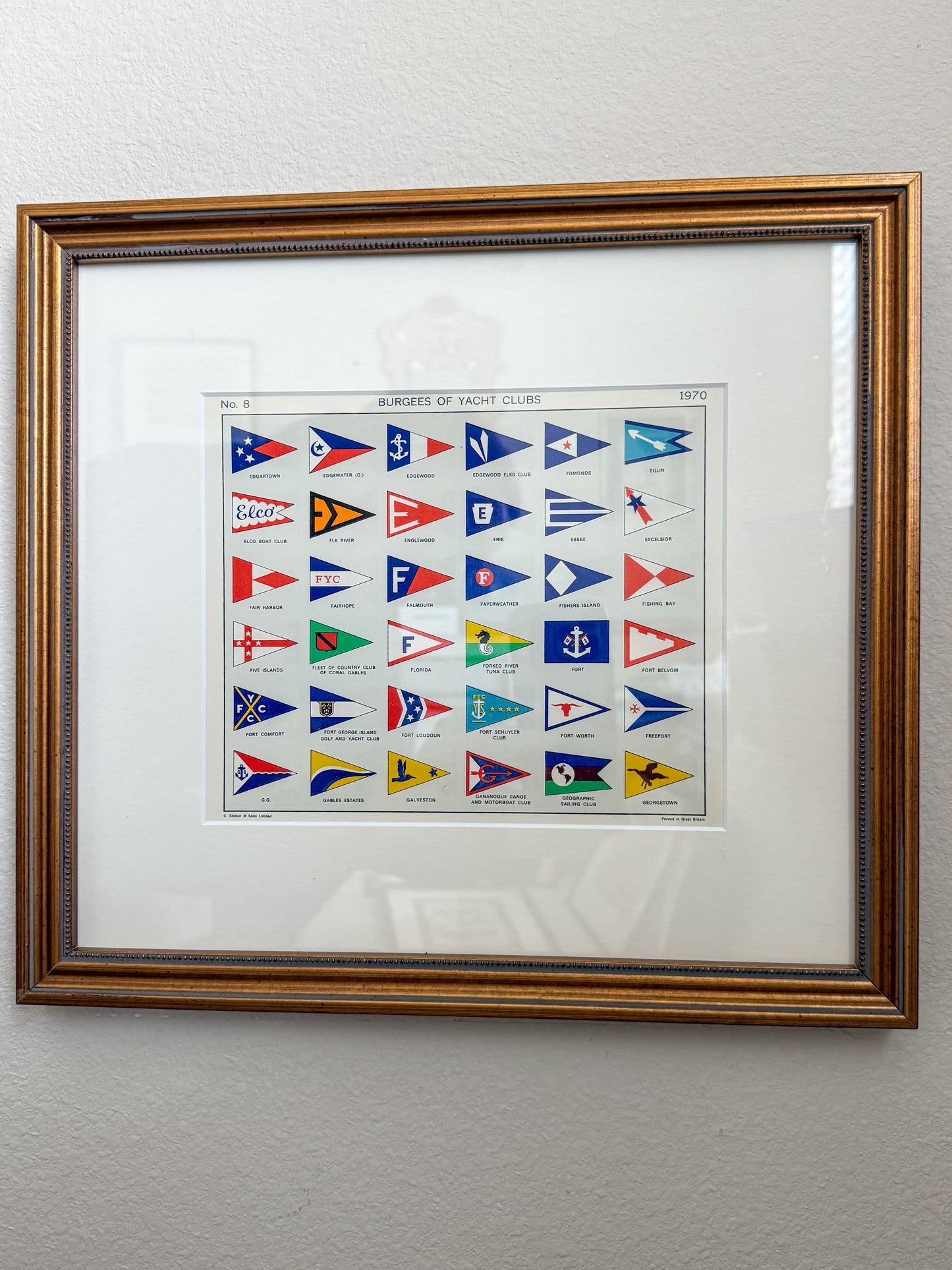 Vintage 1970s nautical burgee yacht club print