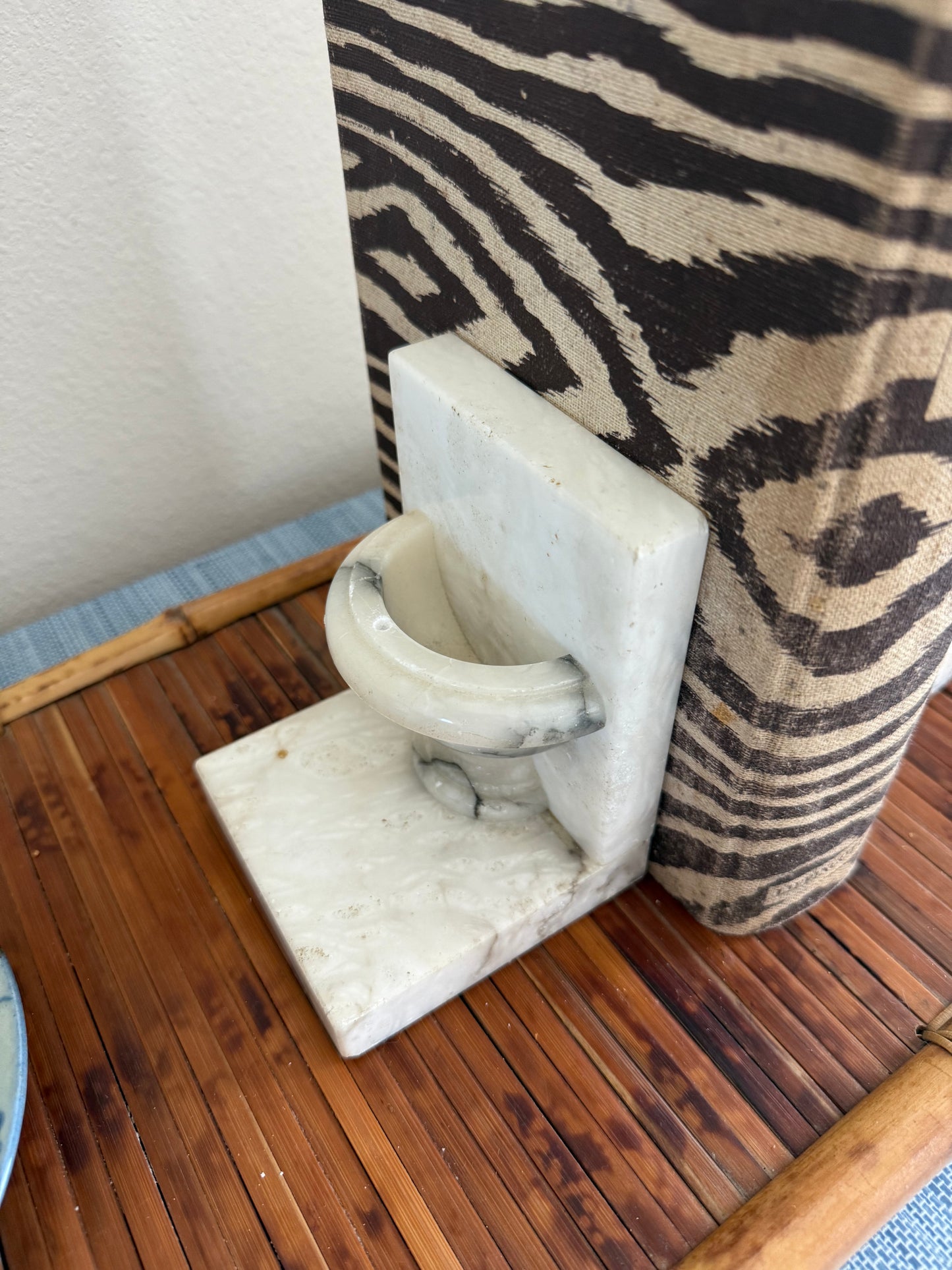 Vintage alabaster bird bath bookends