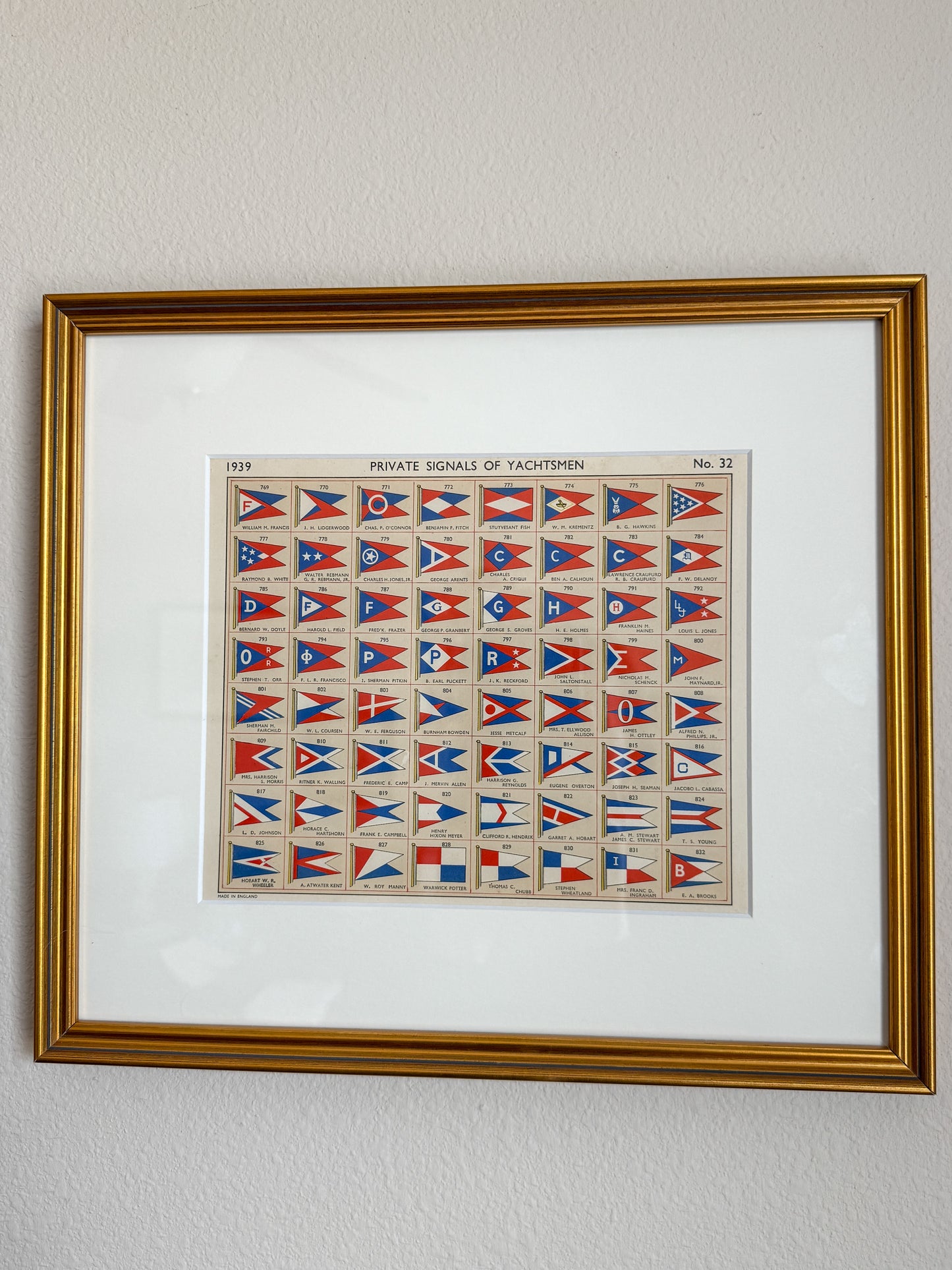 Vintage 1930s nautical burgee yachtsmen print