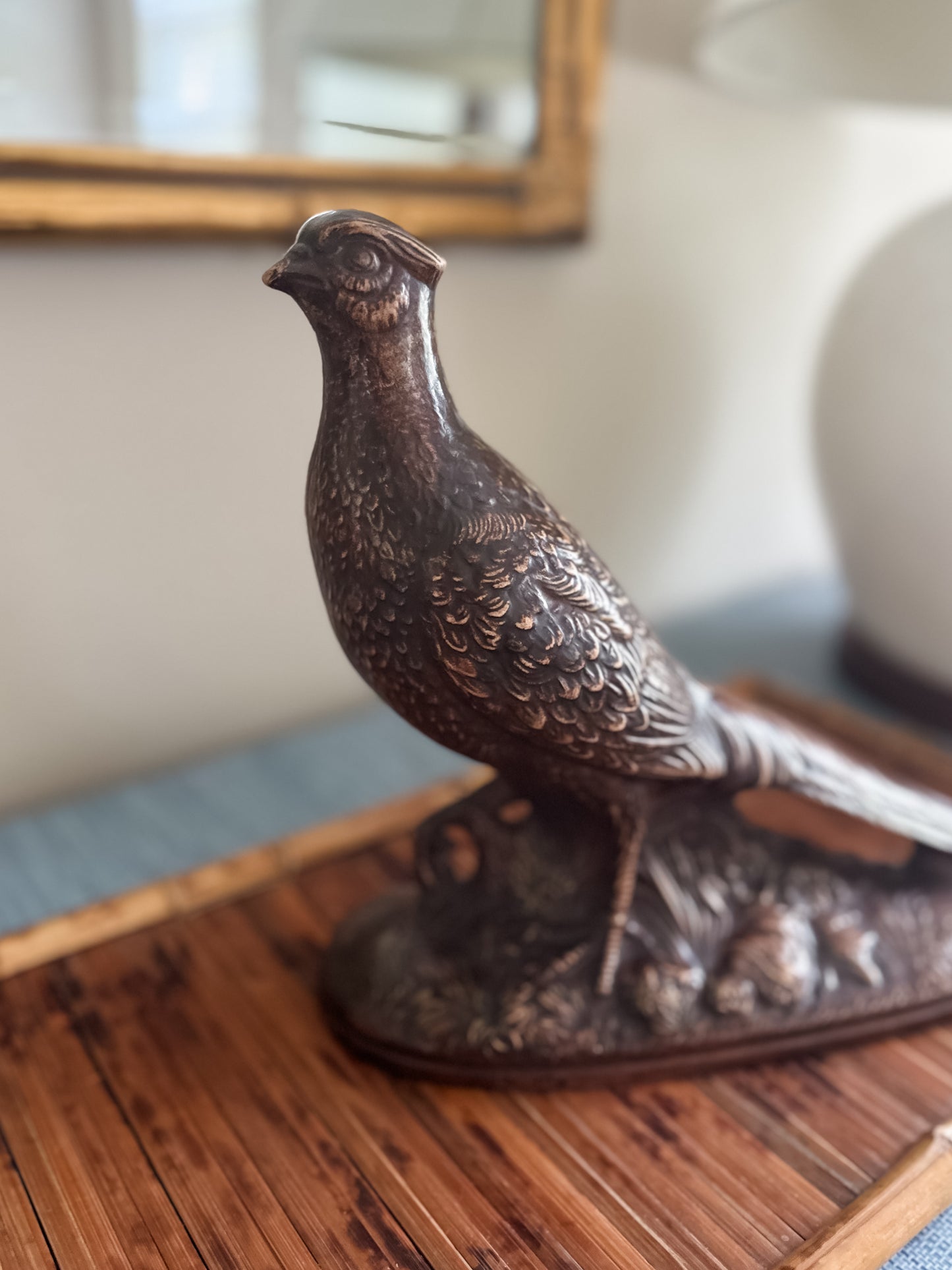 Vintage pheasant pottery pair