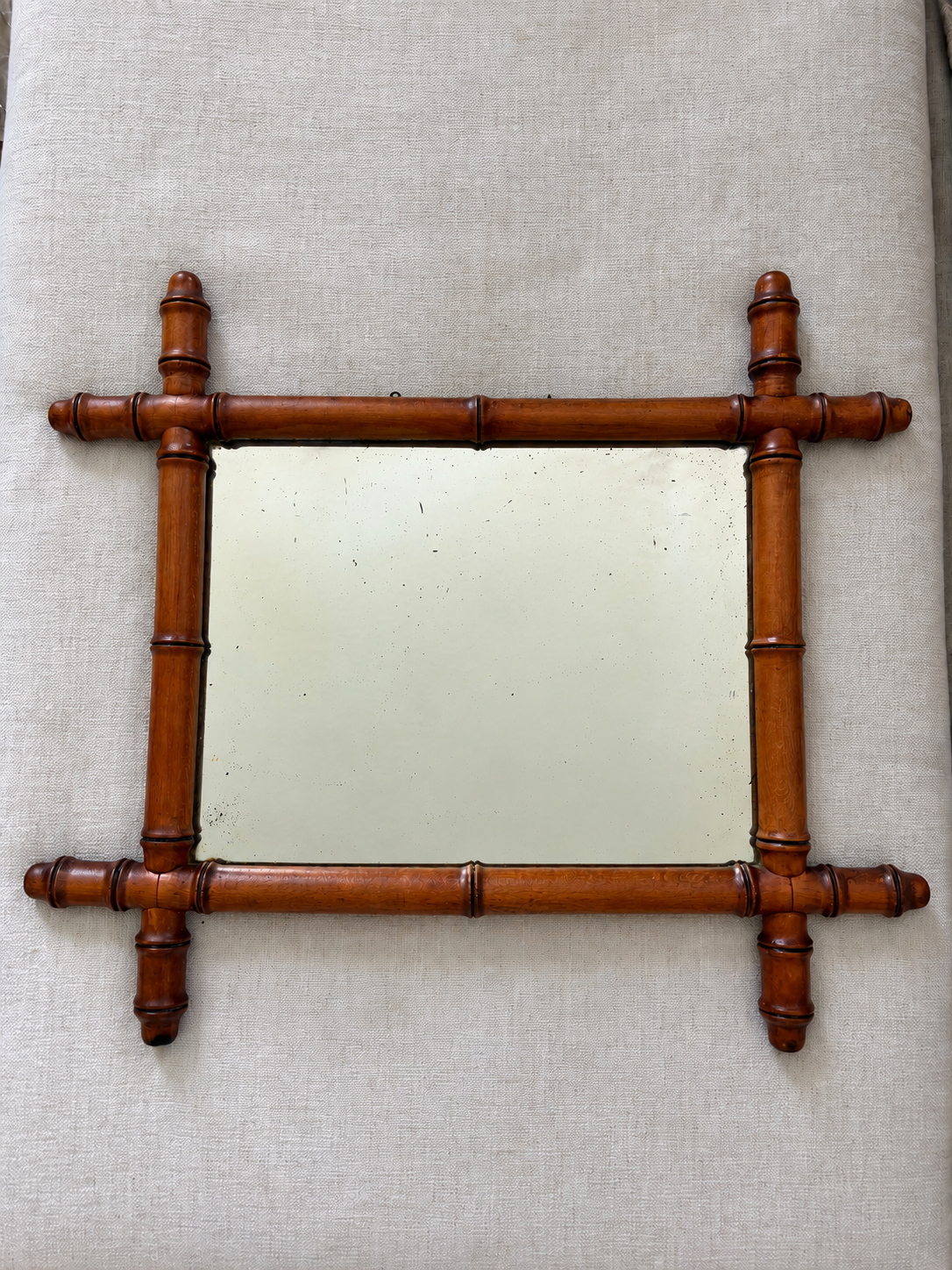 Antique French faux bamboo wall mirror