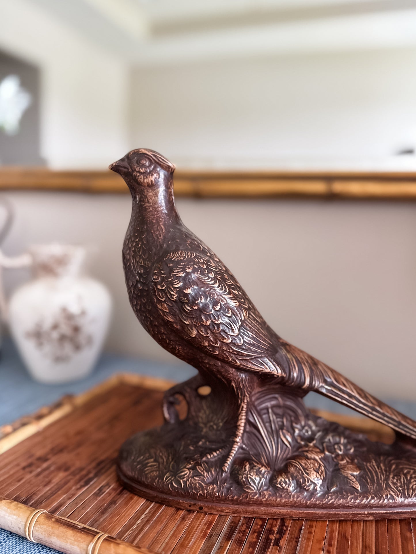 Vintage pheasant pottery pair