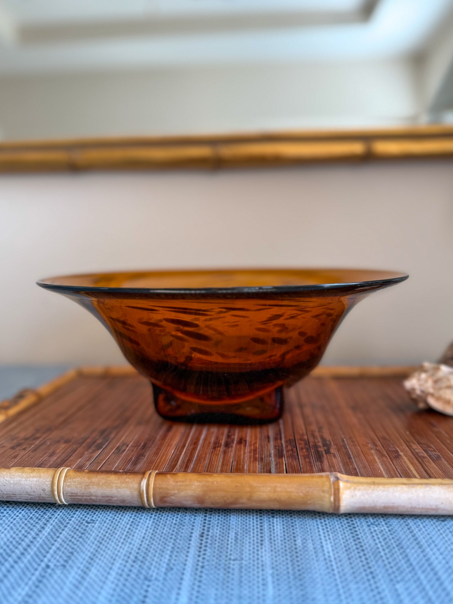 Hand blown tortoise glass bowl