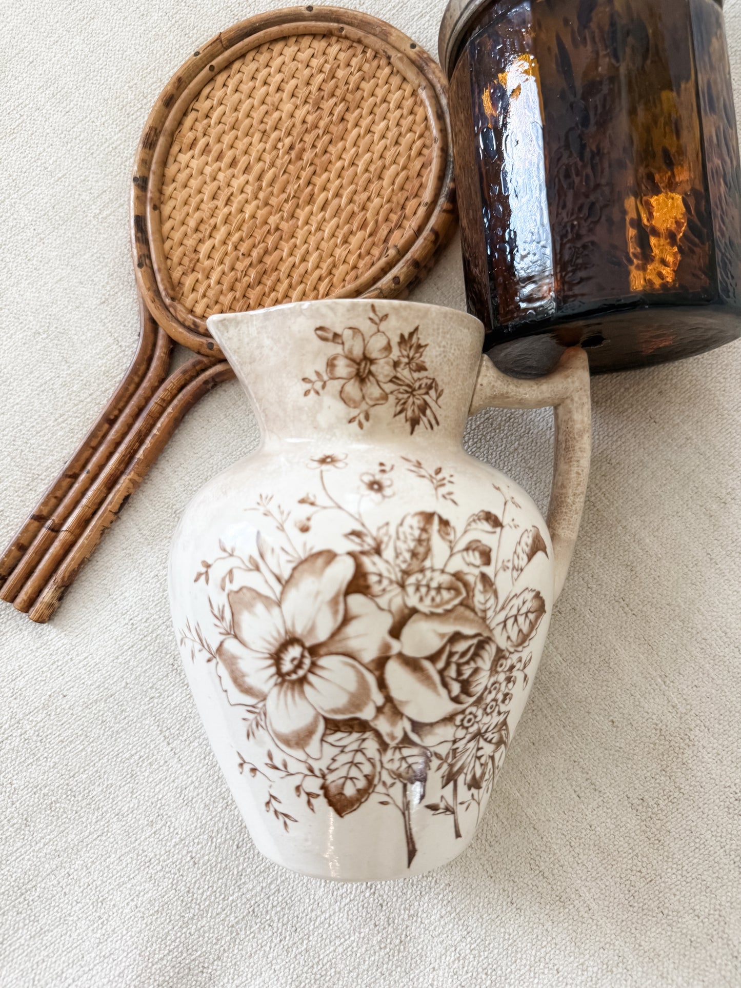 Antique transferware pitcher/vase