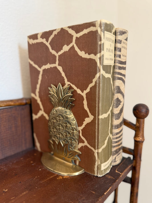 Vintage brass pineapple bookend pair