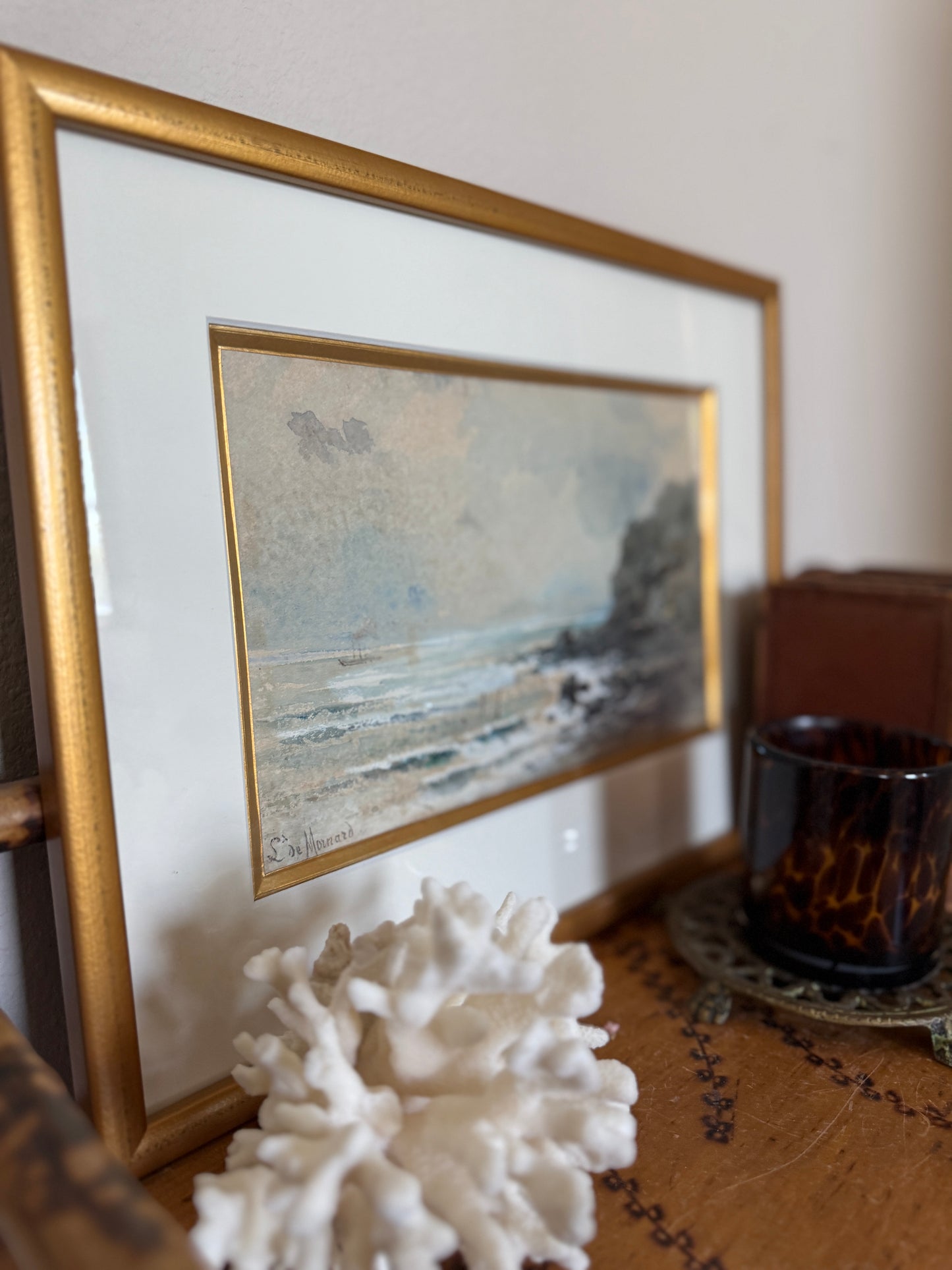 Antique French watercolor