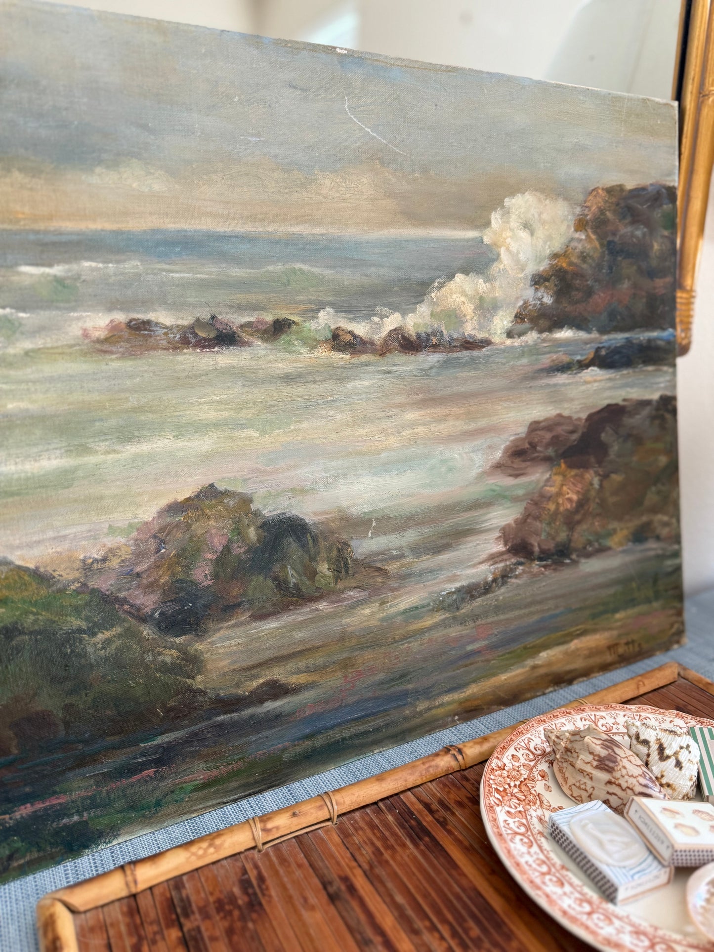 Vintage oil seascape