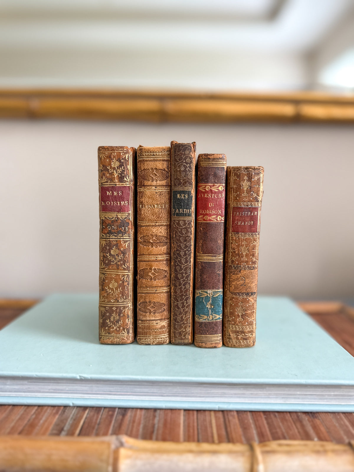 Set of mini assorted antique French books
