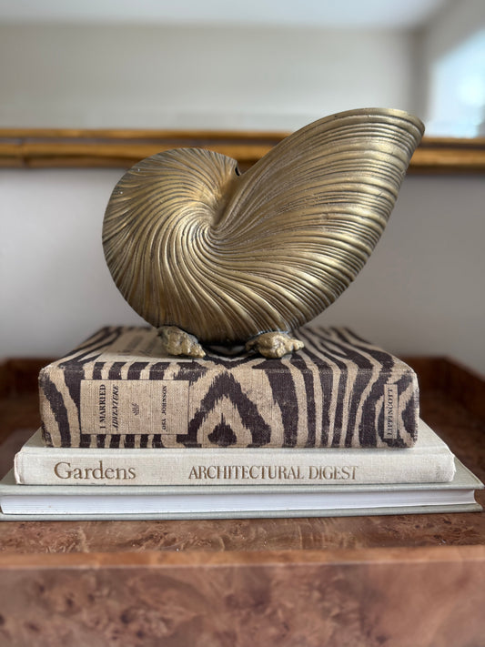 Vintage brass nautilus planter