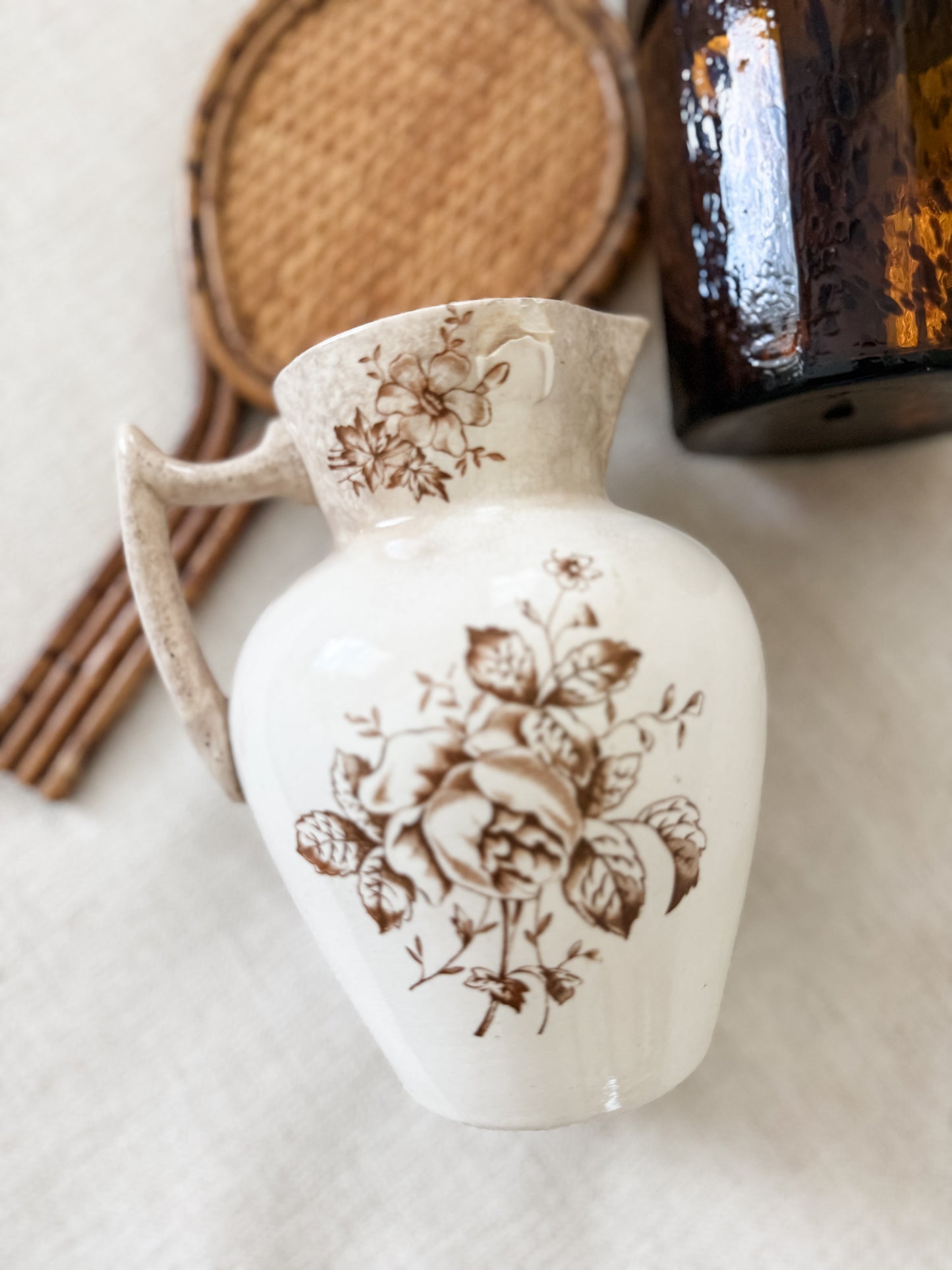 Antique transferware pitcher/vase