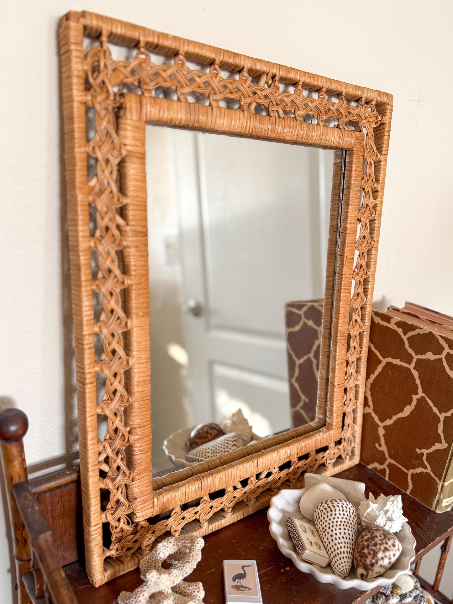 Vintage raffia mirror