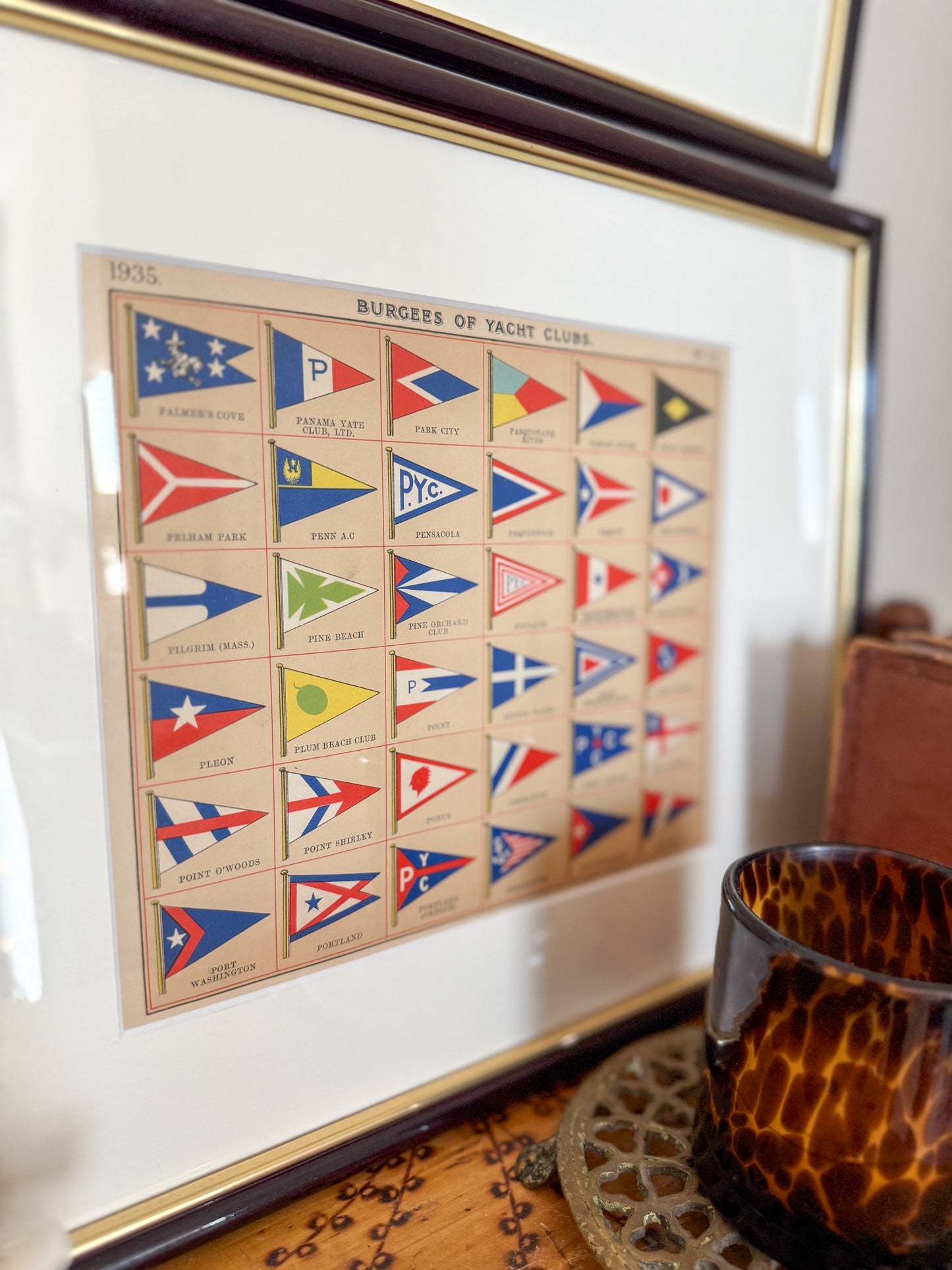 1930s vintage yacht club flag registry pair
