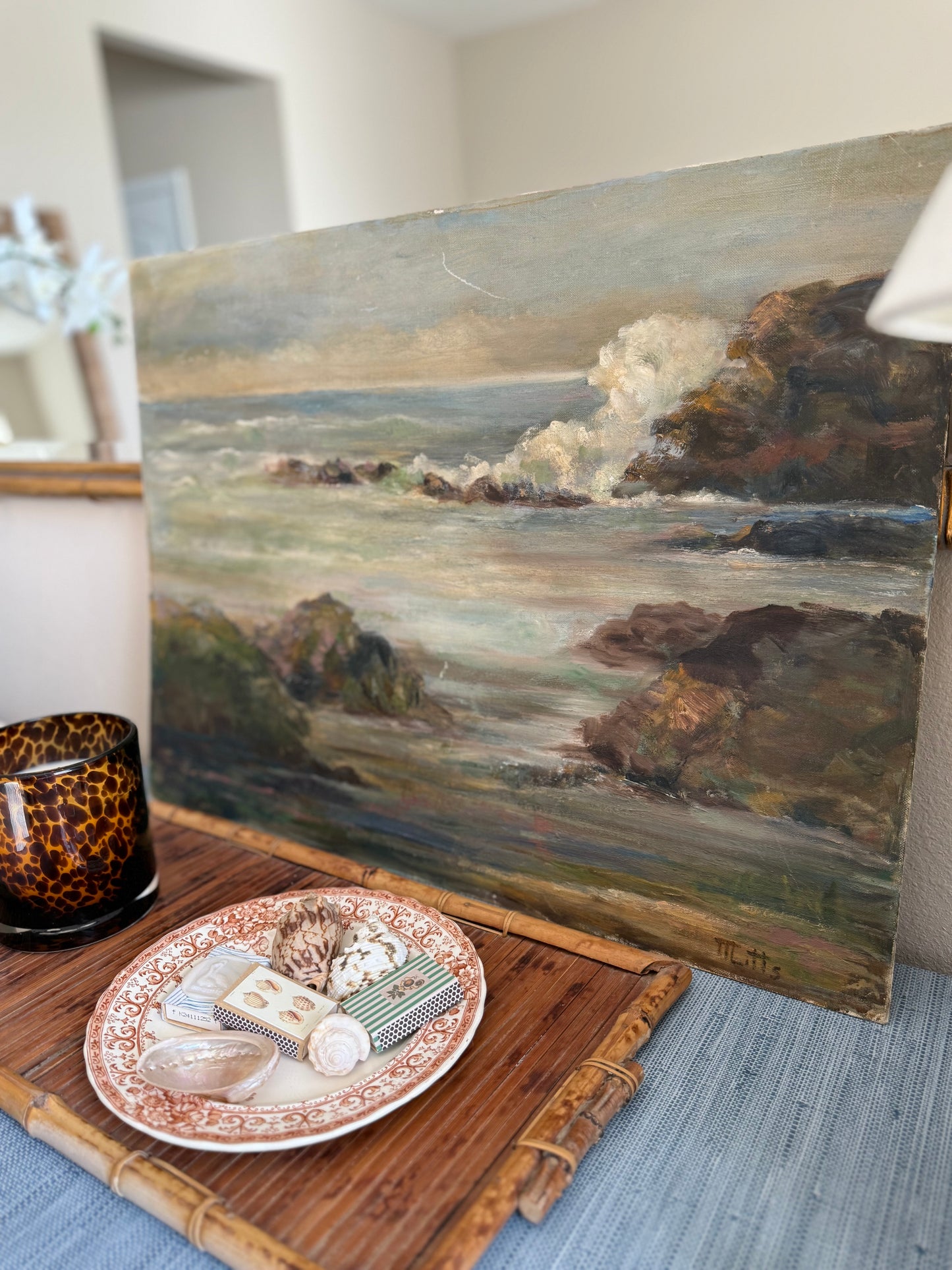 Vintage oil seascape