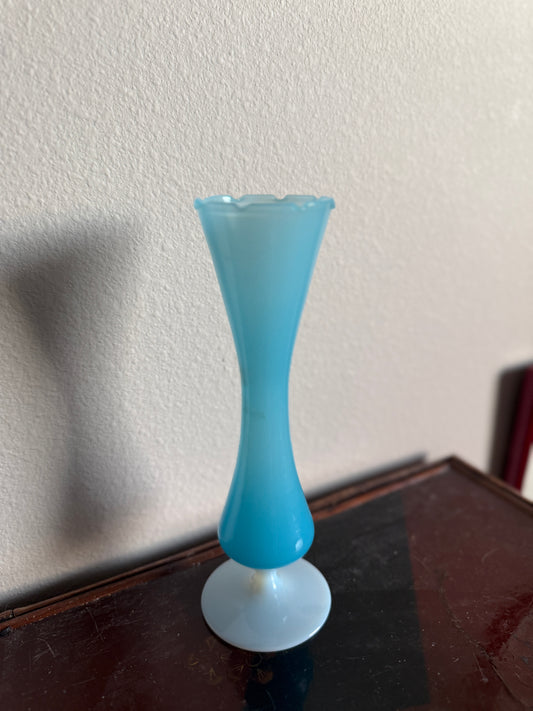Ruffle edge opaline vase