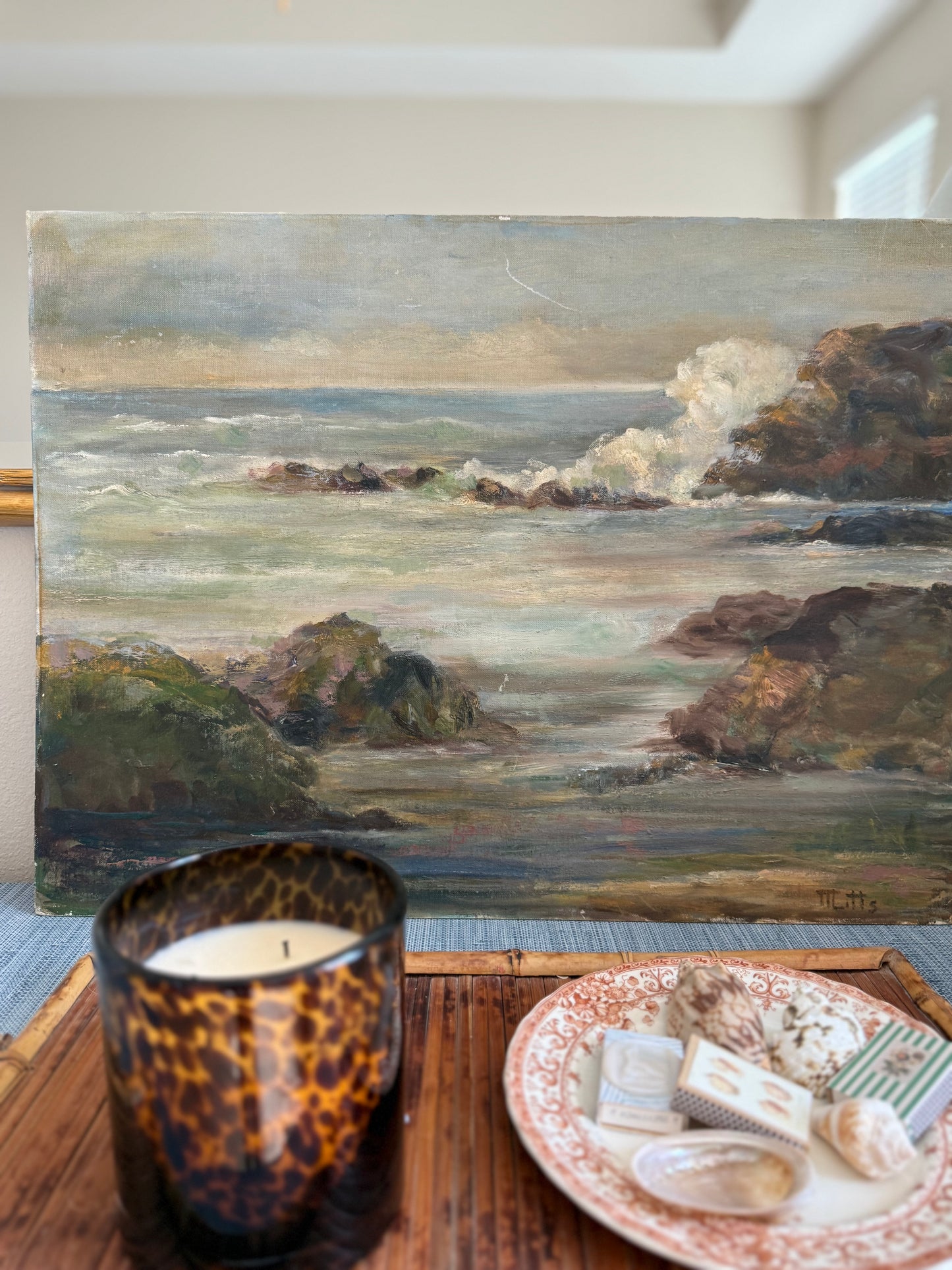 Vintage oil seascape