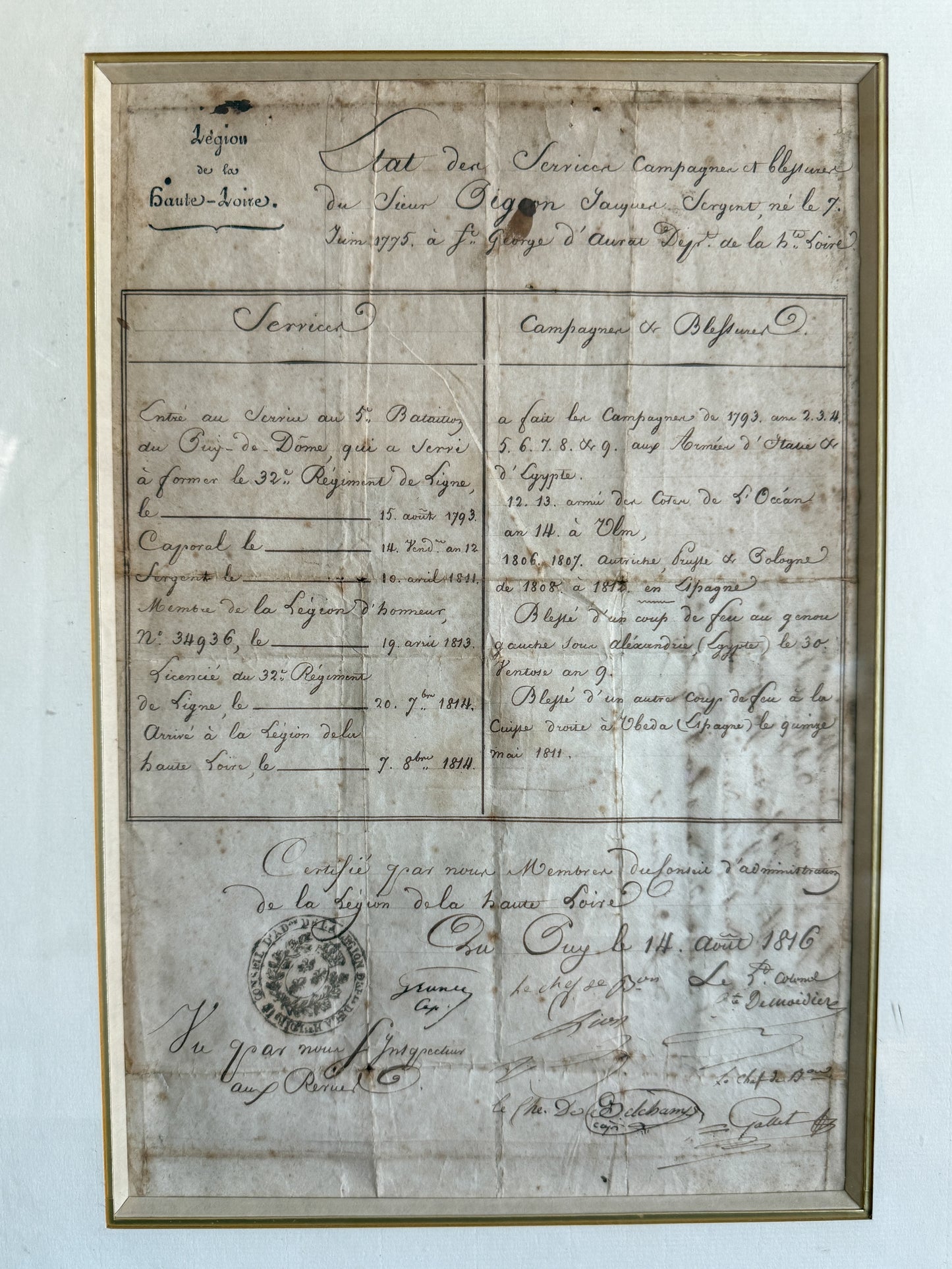19th c. French document