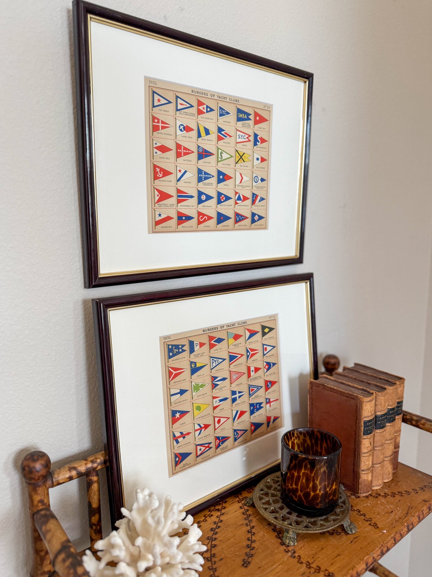 1930s vintage yacht club flag registry pair