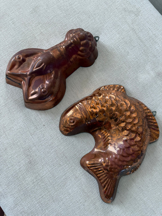 Pair of vintage copper molds
