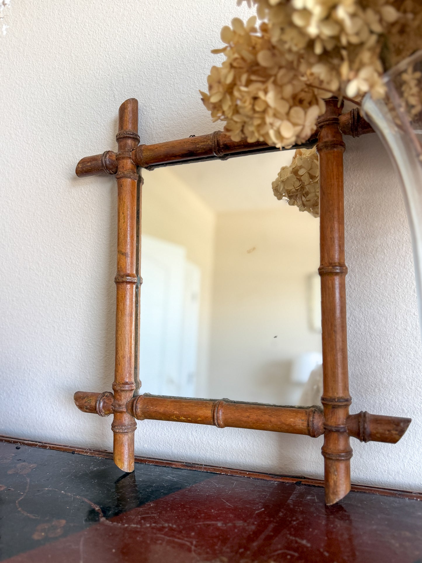 Antique French faux bamboo mirror