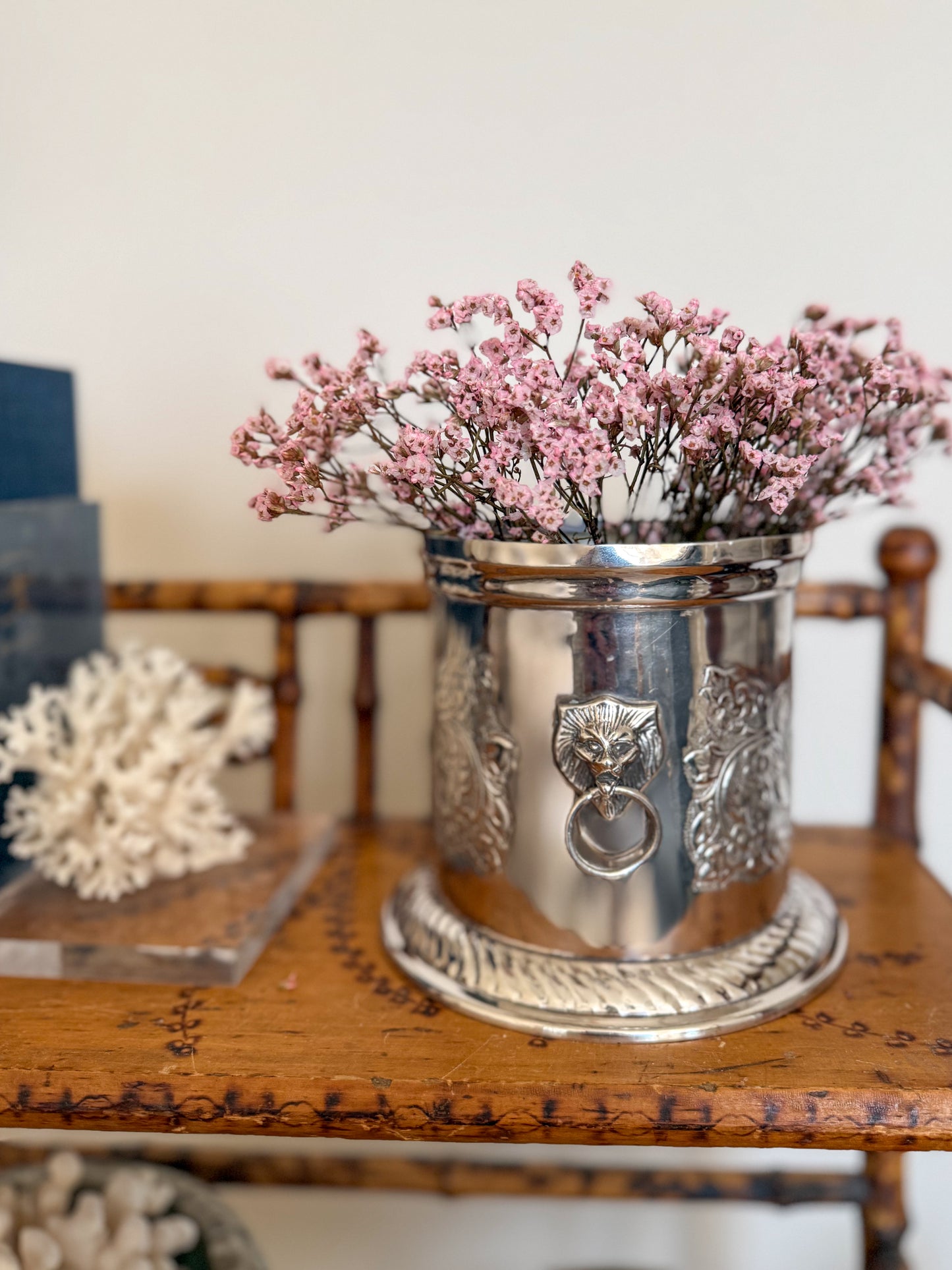 Lions head silver plate vessel