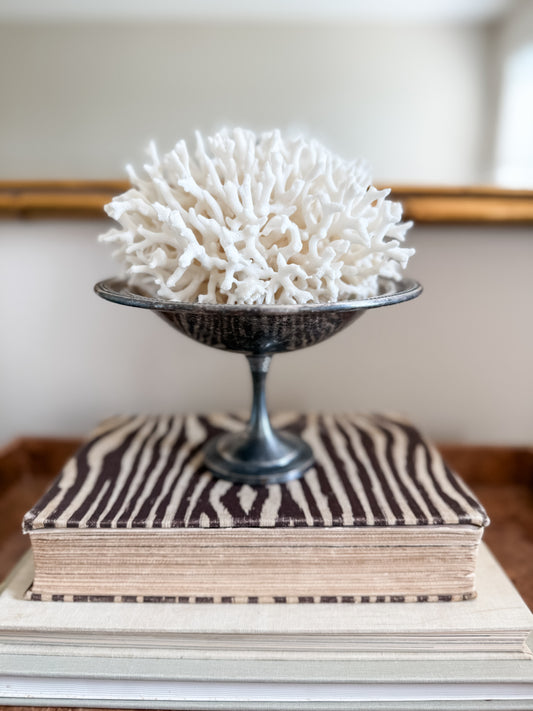 Silverplate compote & coral