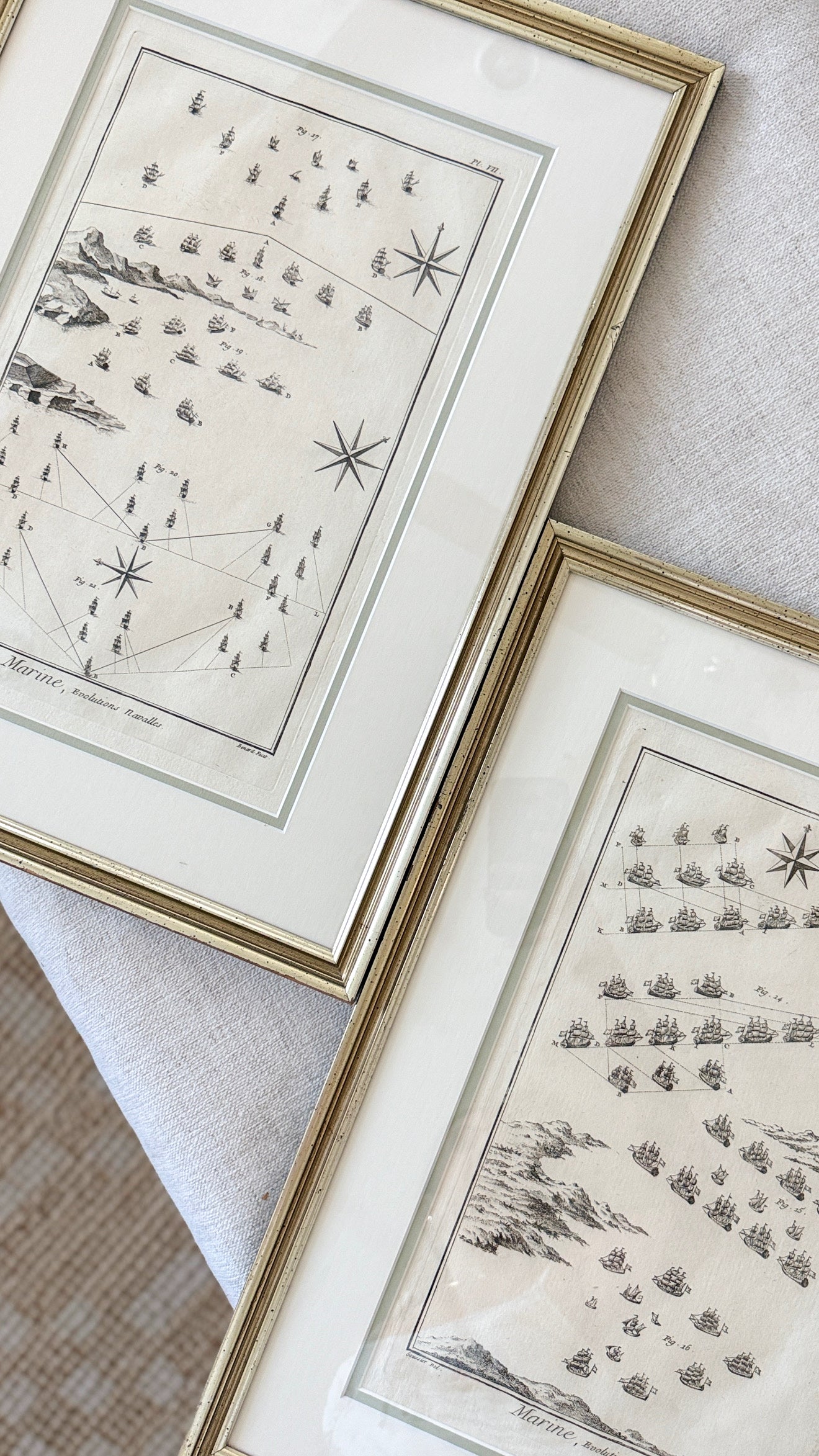 Antique sailing nautical boat engravings