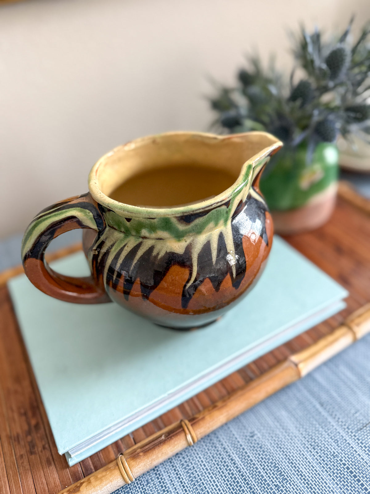French jaspe slipware pitcher/vase