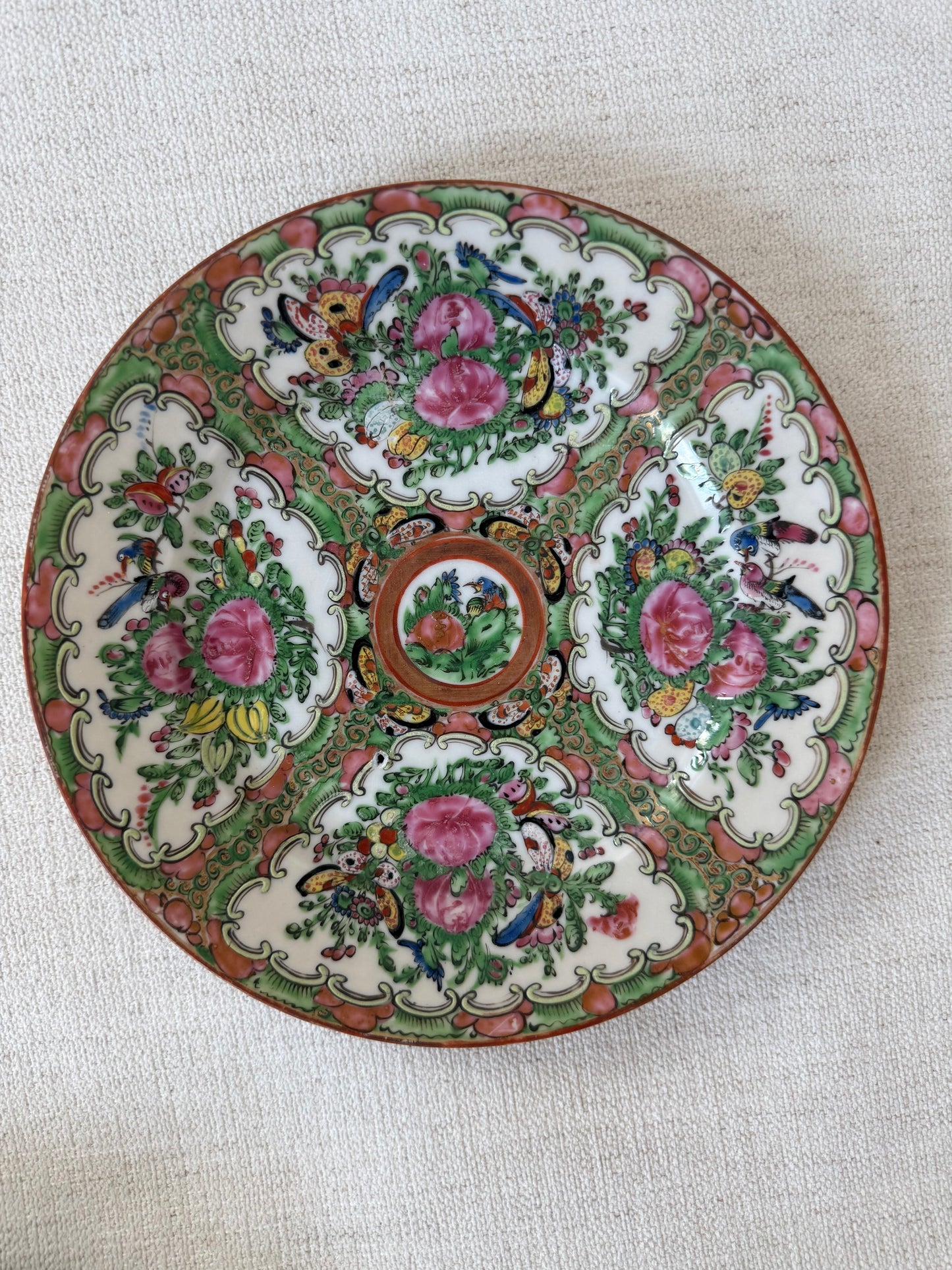Pair of Vintage Rose Canton Plate