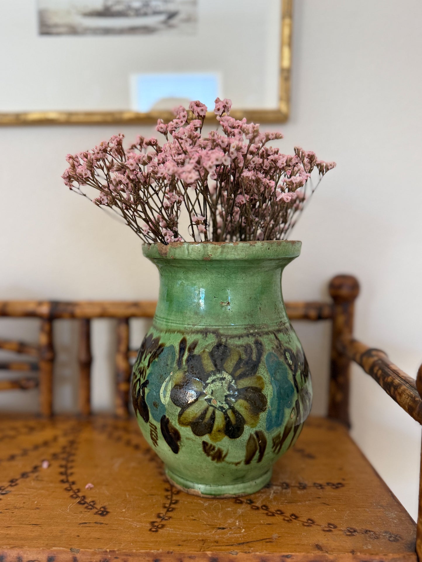 Antique green jug/vase