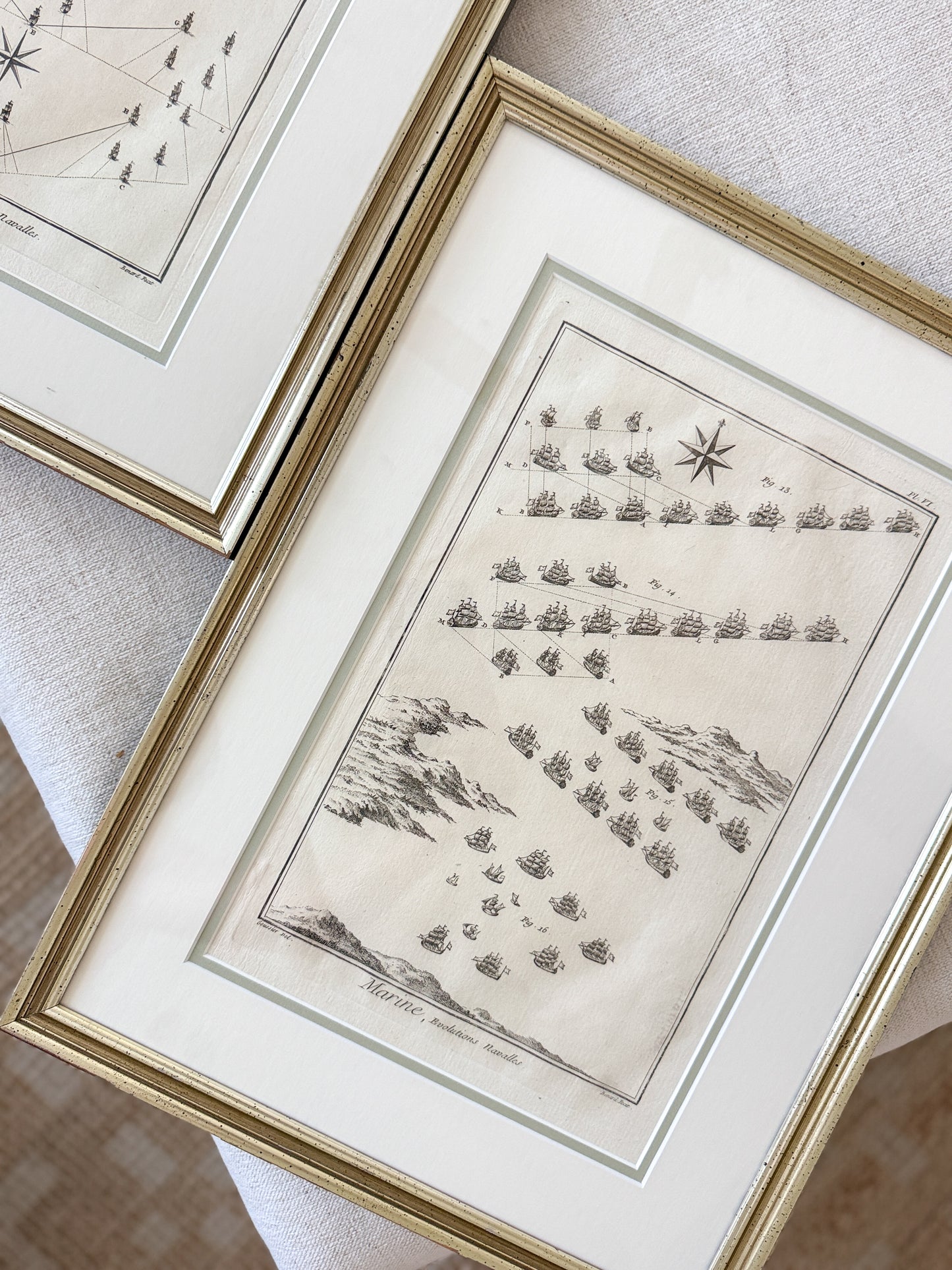Antique sailing nautical boat engravings