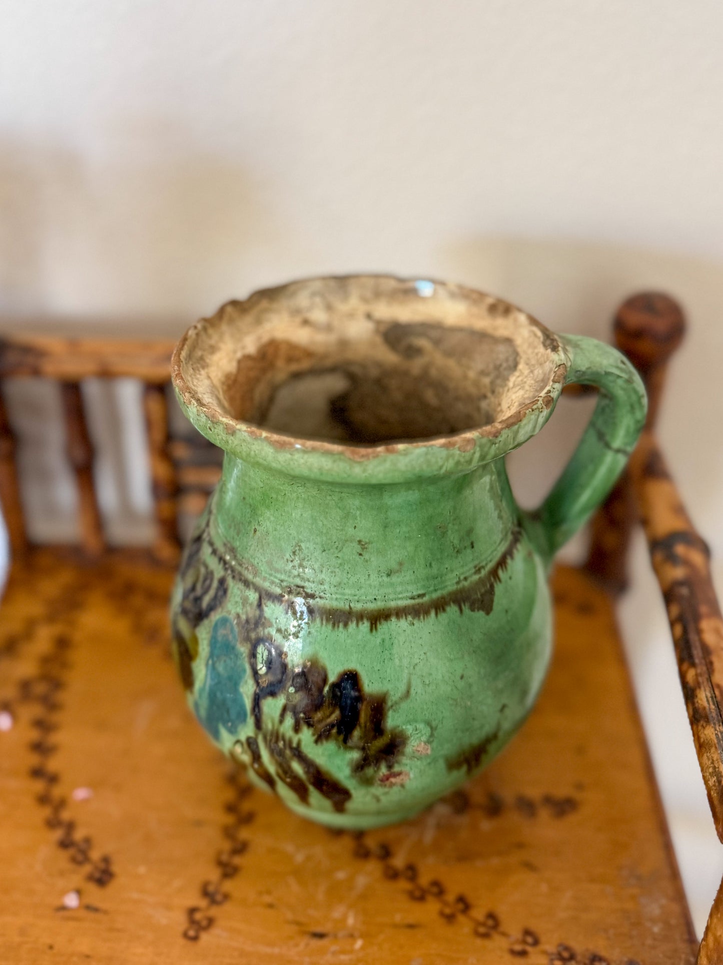 Antique green jug/vase