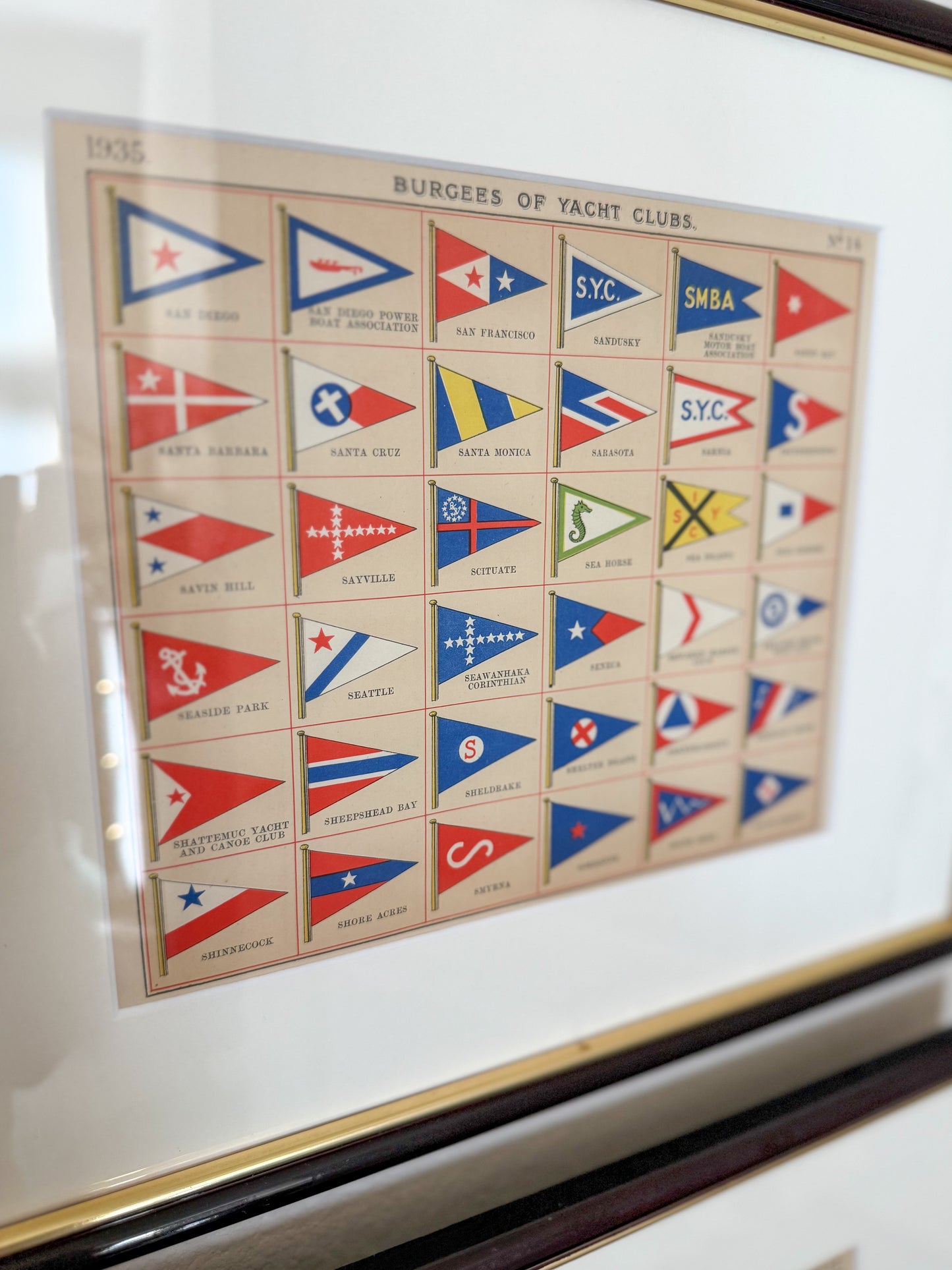 1930s vintage yacht club flag registry pair