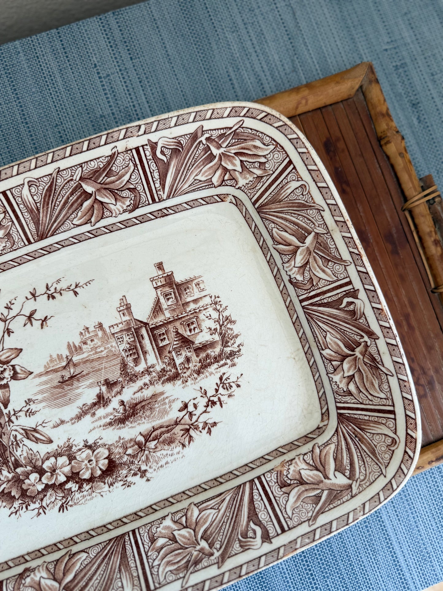 Antique transferware platter