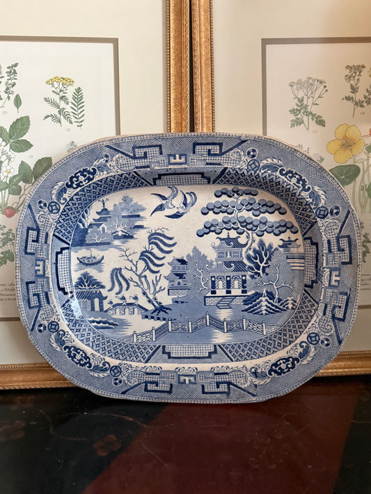 Antique blue willow platter