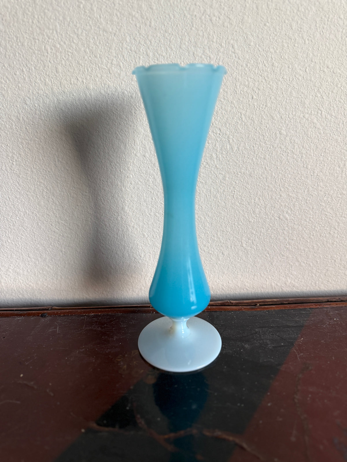 Ruffle edge opaline vase