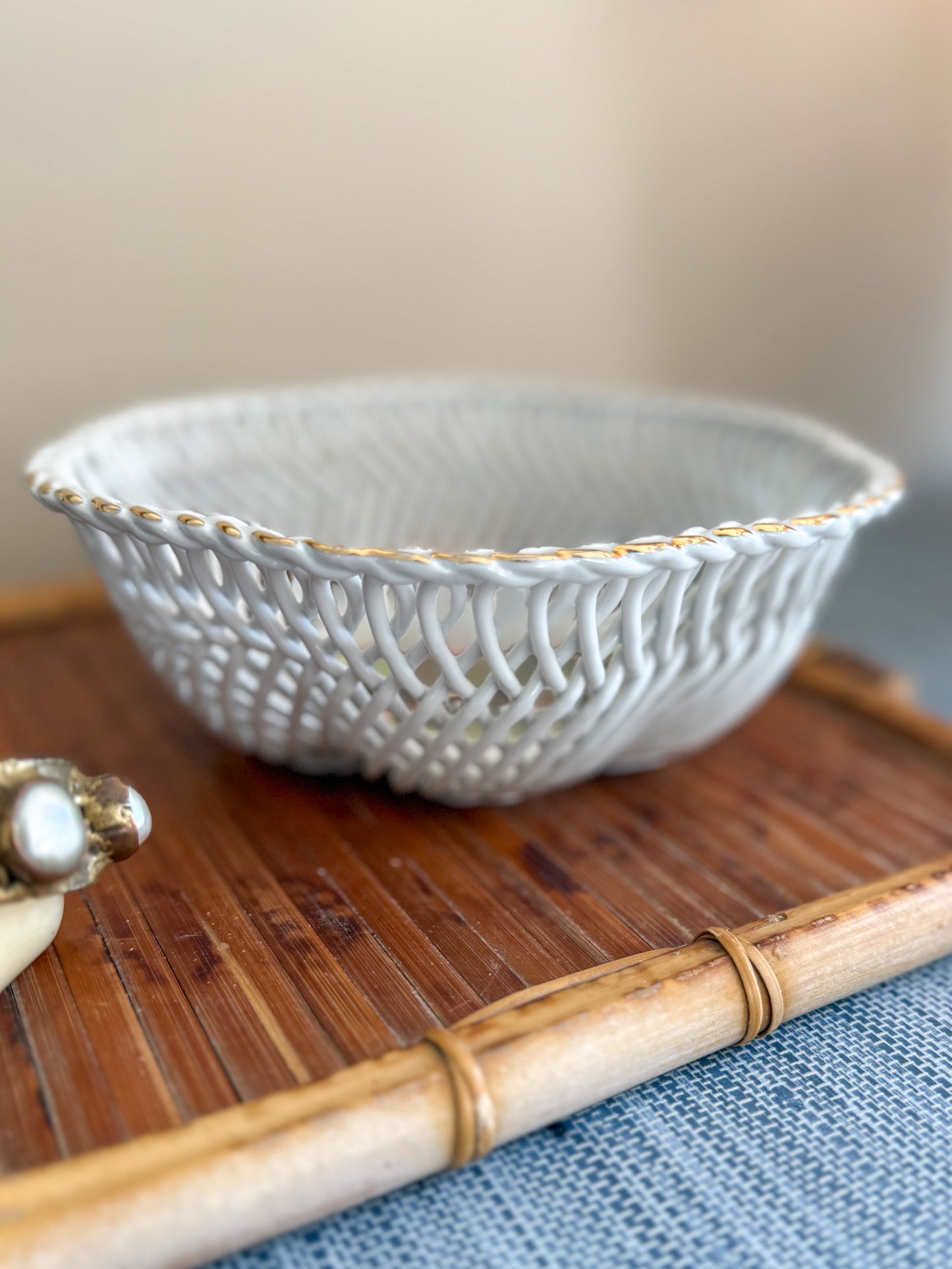Vintage hunt scene porcelain bowl