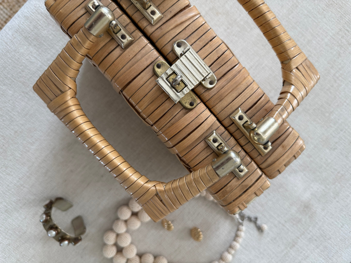 Vintage woven rattan handbag