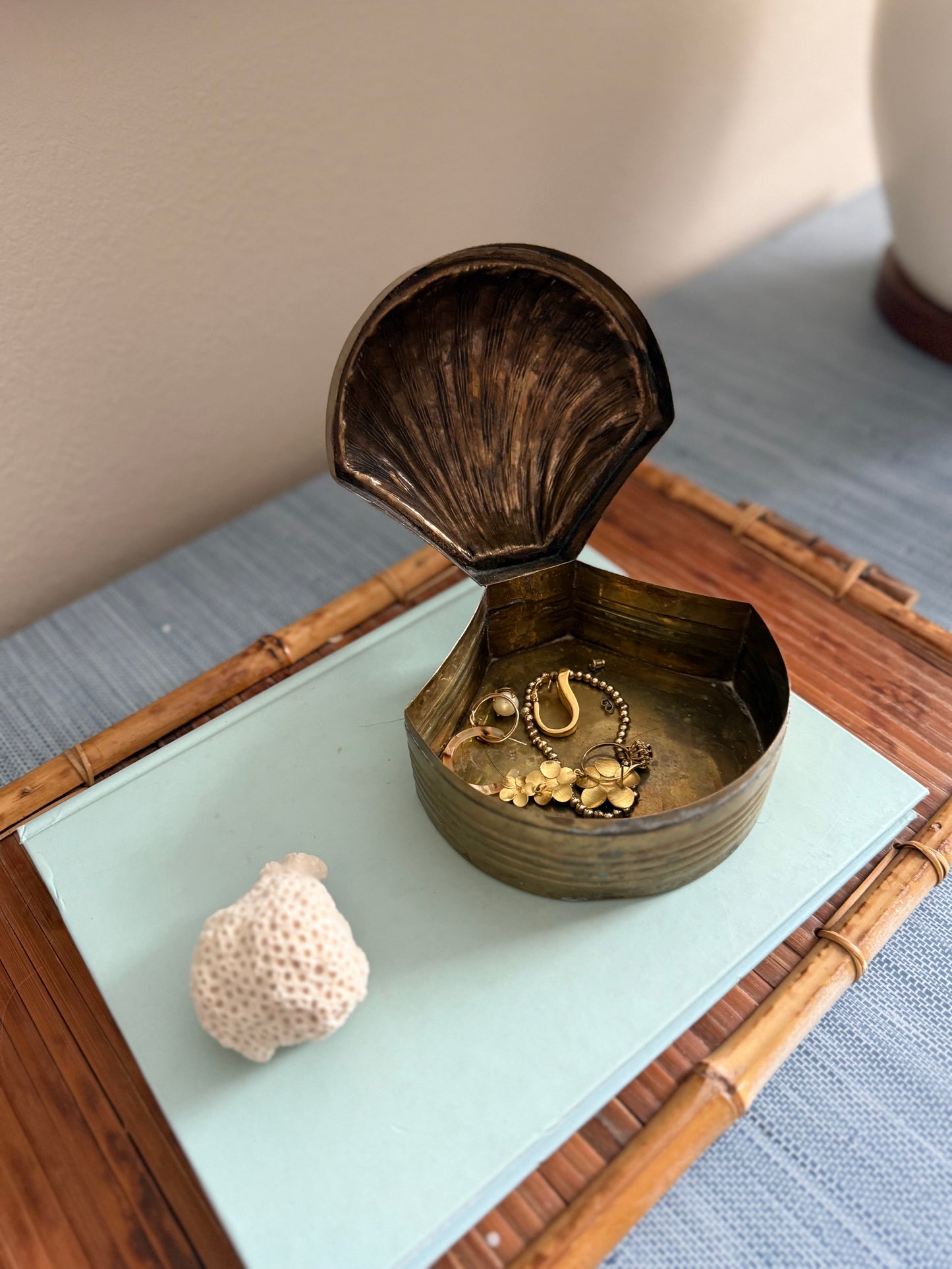 Vintage brass shell box