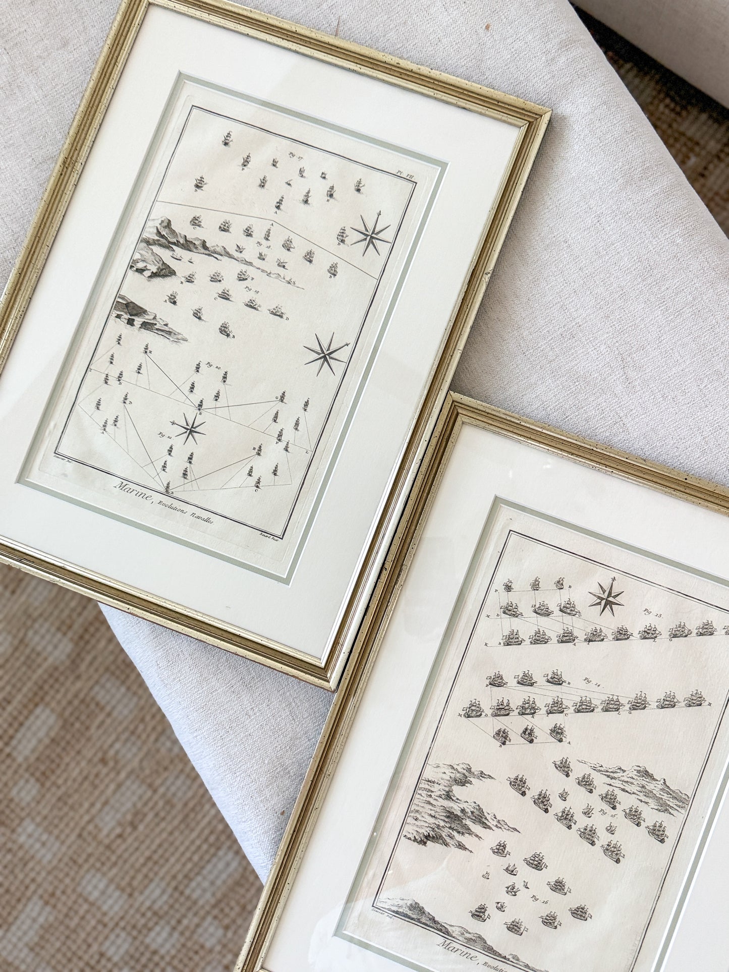 Antique sailing nautical boat engravings