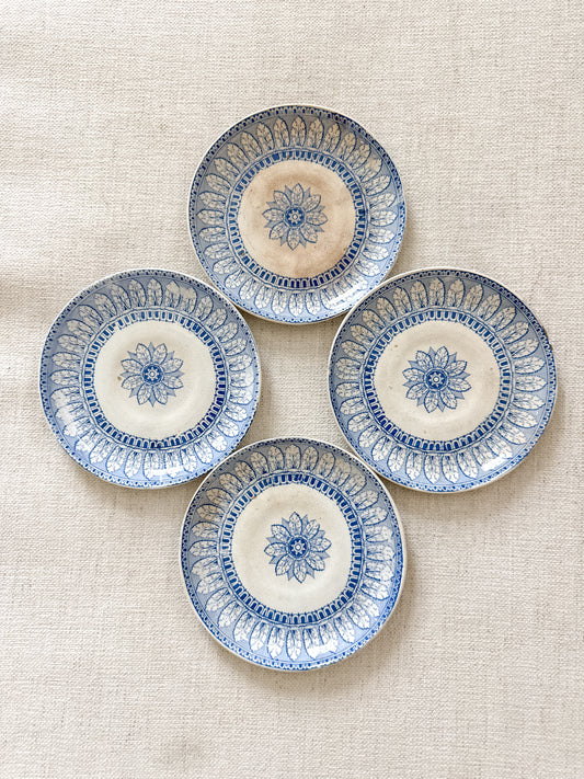 Set of 4 antique blue & white transferware plates