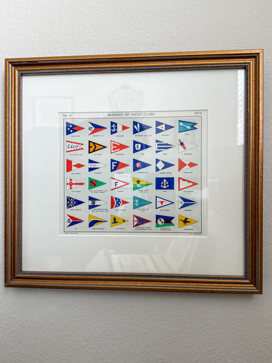 Vintage 1970s nautical burgee yacht club print