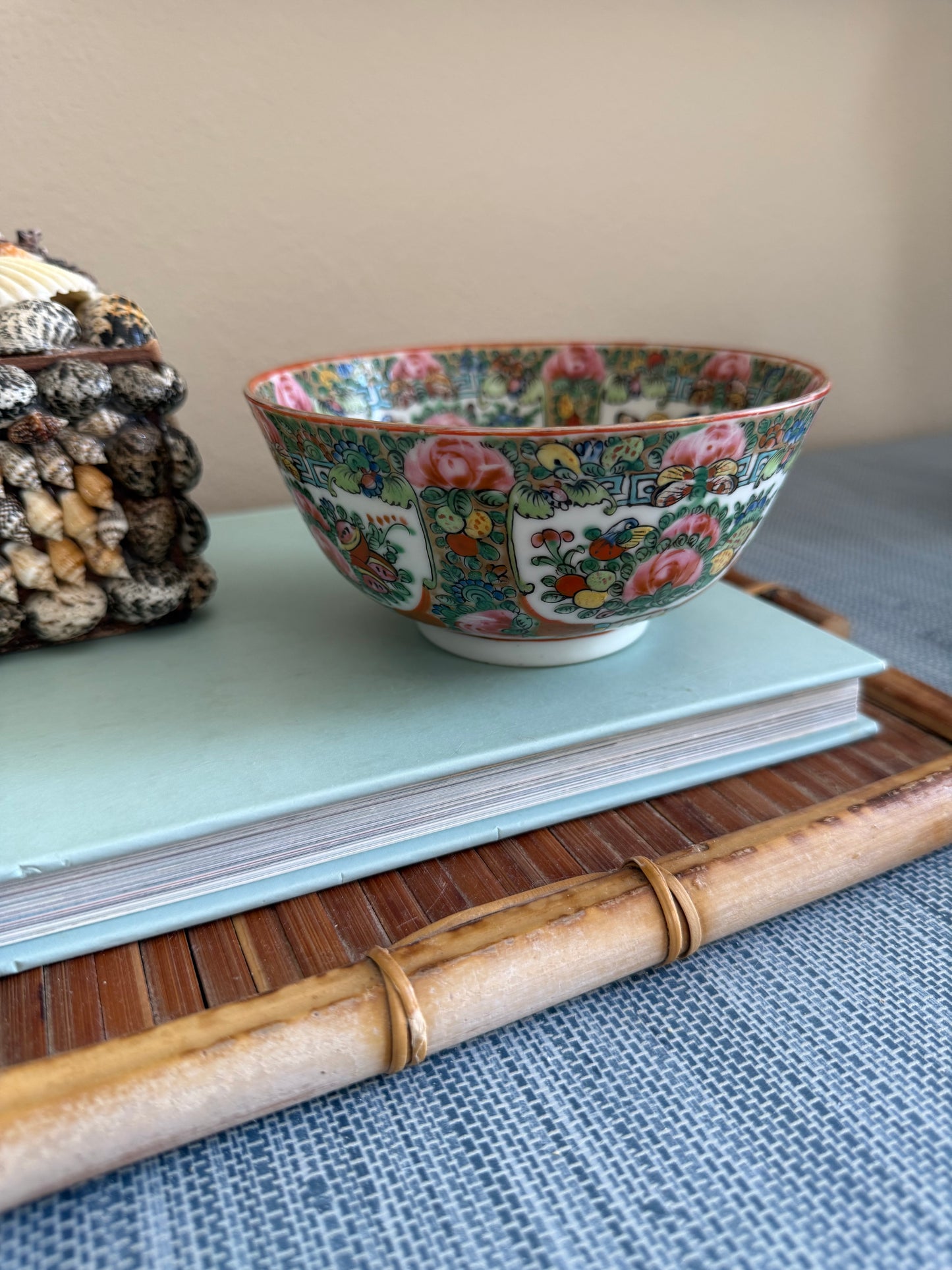 Pair of Rose Canton bowls